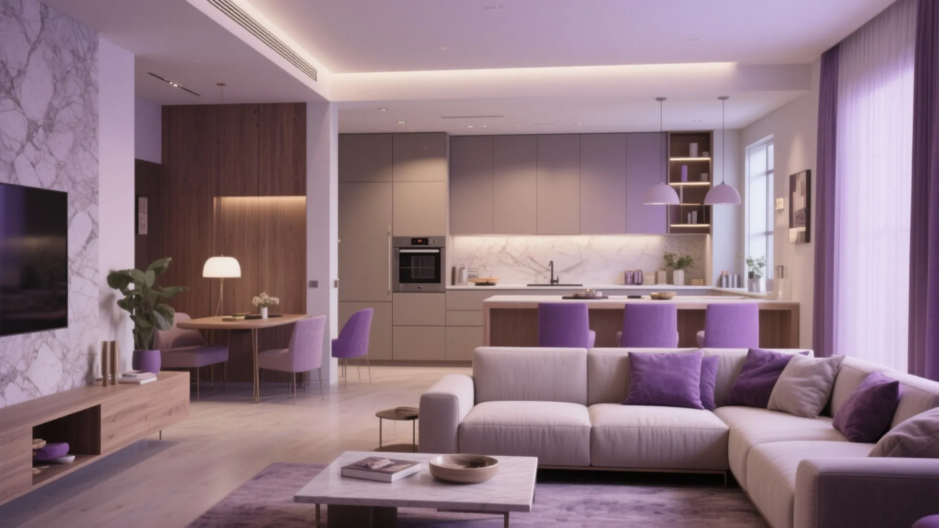 3. Purple with Neutrals for Sophistication