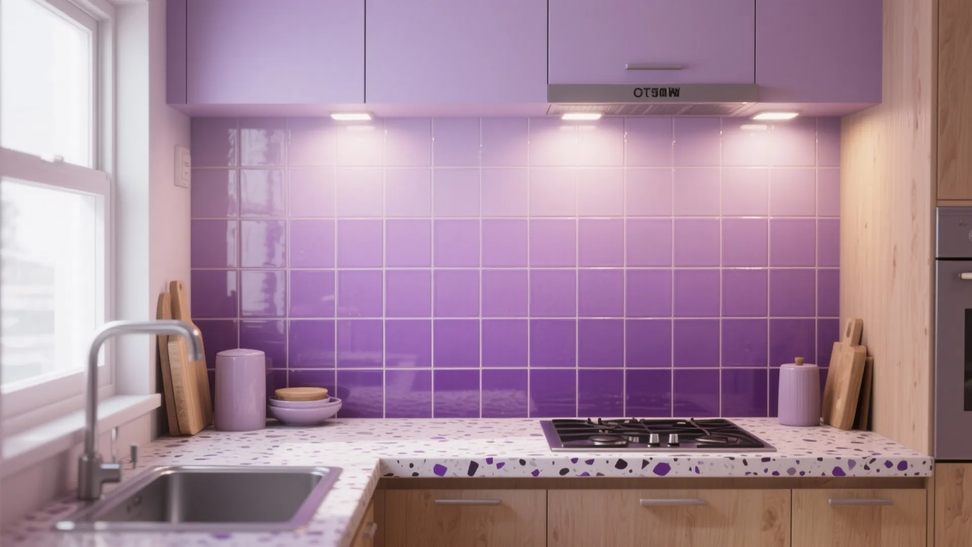 Purple Ceramic Tile and Terrazzo for Durable Drama