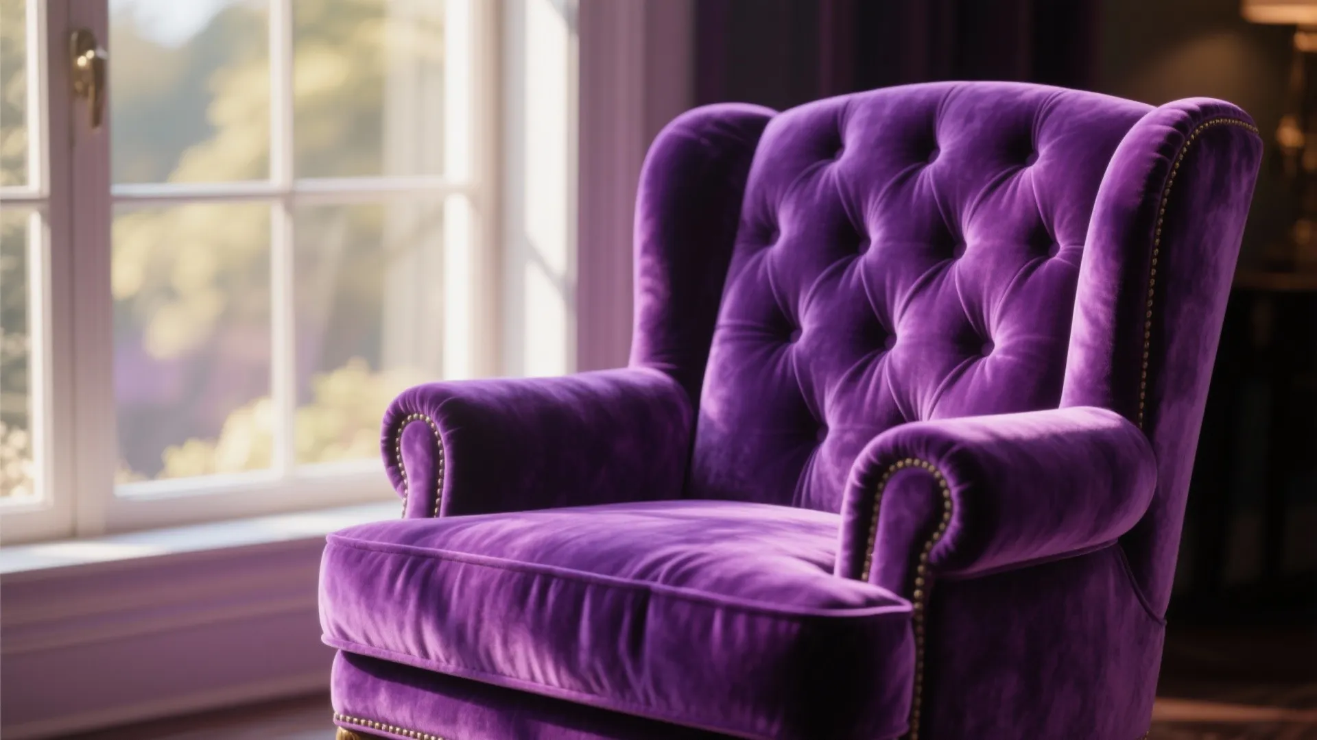 4. Purple Velvet Armchair by Natural Light