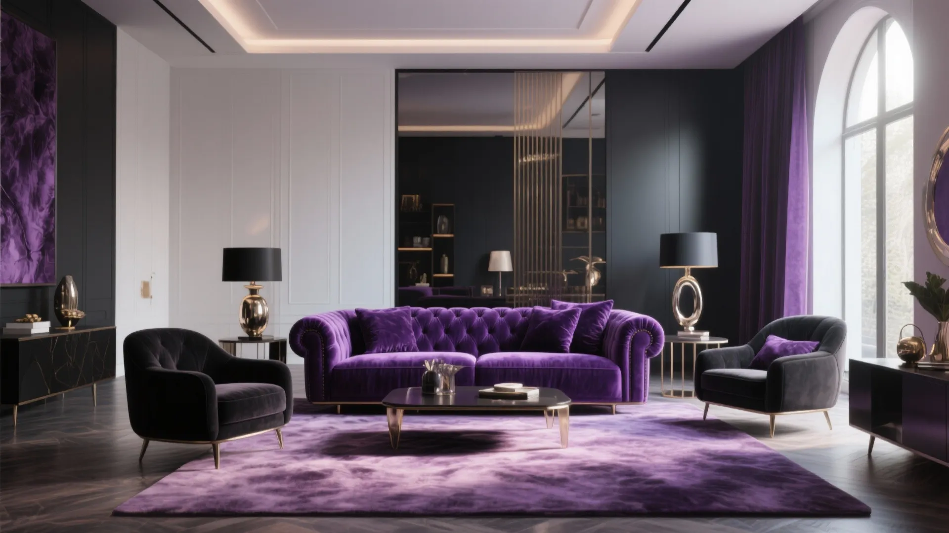 2. Velvet Sofas in Regal Purple