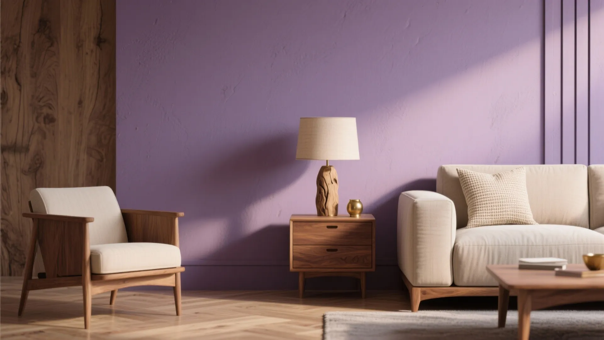 Purple with Natural Wood Warmth