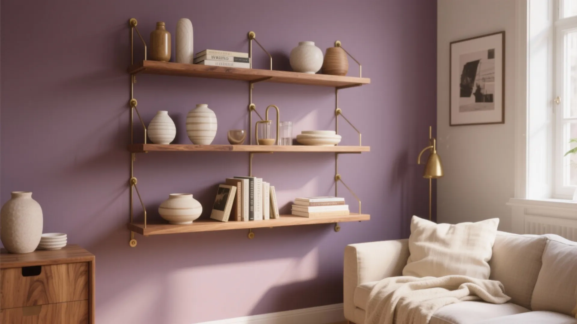 2. Pair Purple with Warm Woods