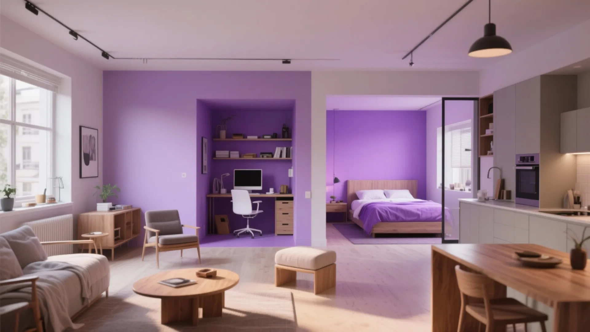 5. Purple Zoning: Paint as a Room Divider