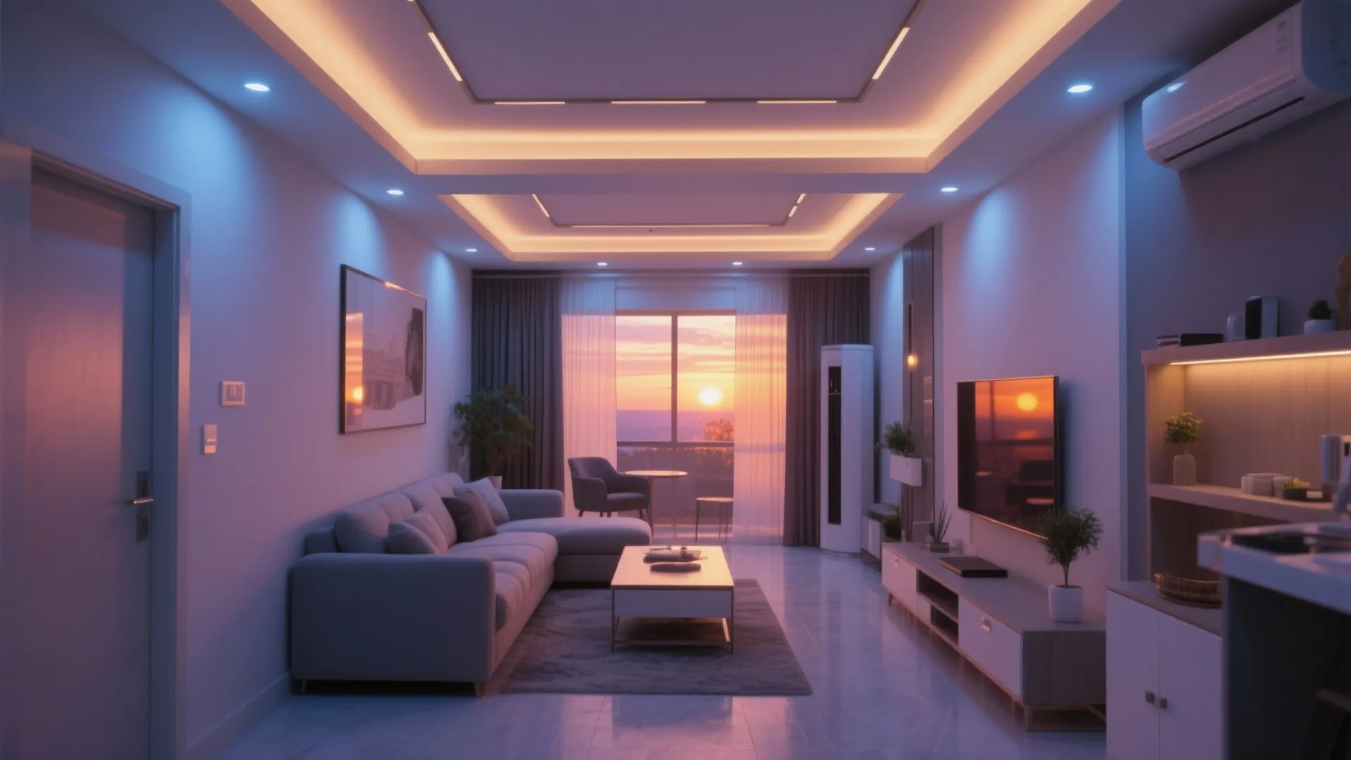 2. PVC False Ceiling with Ambient Lighting
