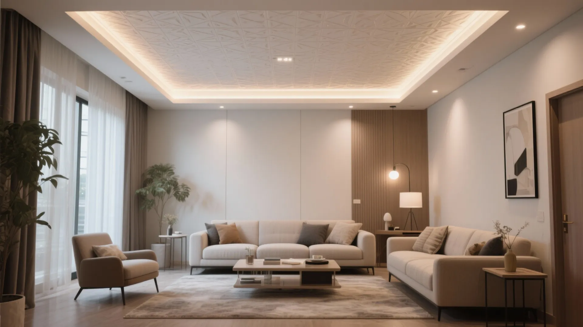 2. PVC False Ceiling with Hidden Lighting