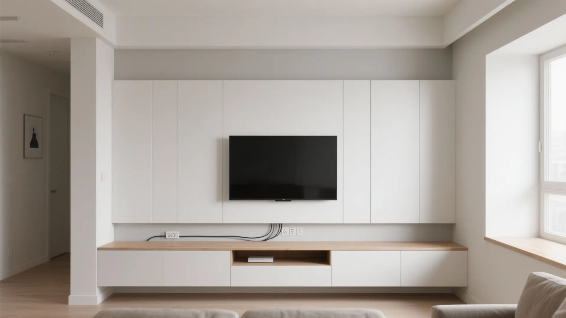 Minimalist Storage-Integrated PVC TV Wall