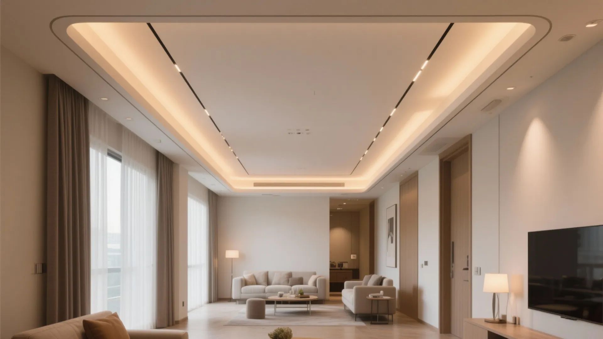 2) Floating Perimeter Tray with Cove LEDs