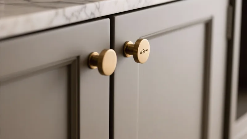 Elegant Kitchen Cabinet Details with Brass Hardware