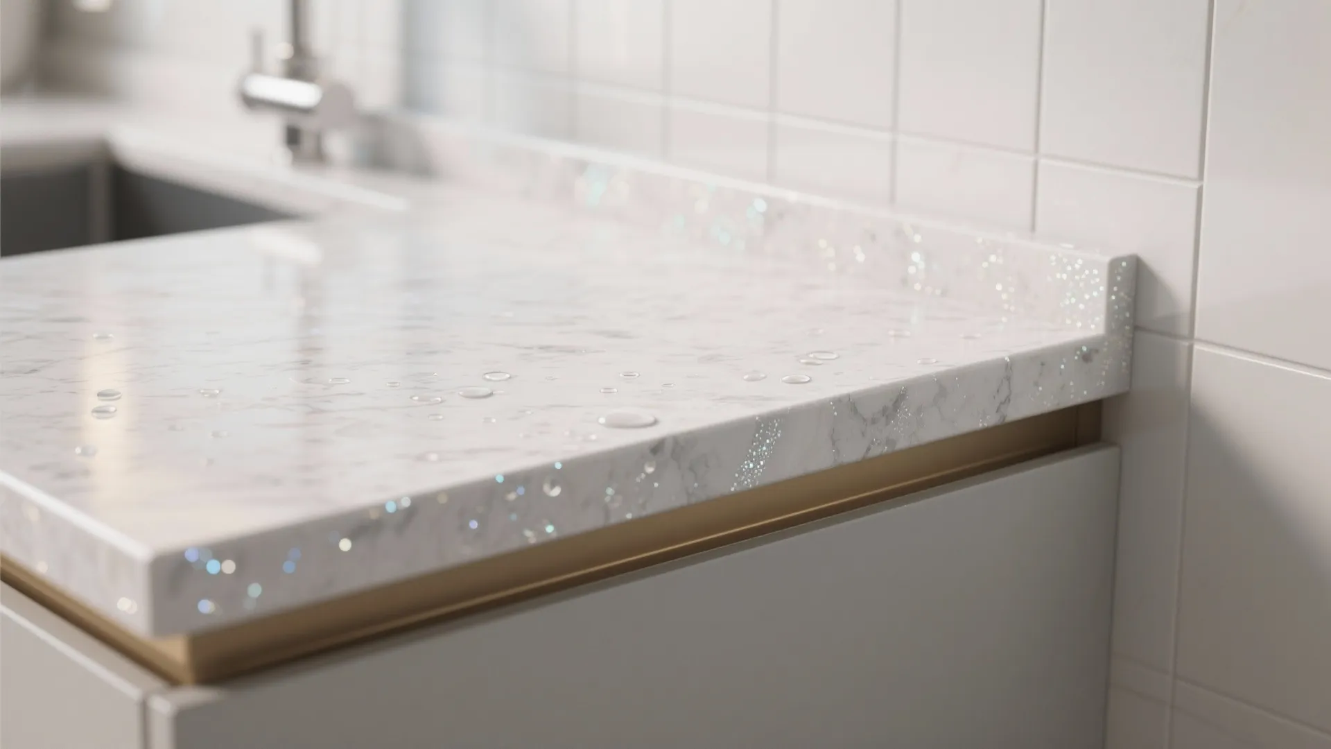 Quartz Countertop With Integrated Backsplash