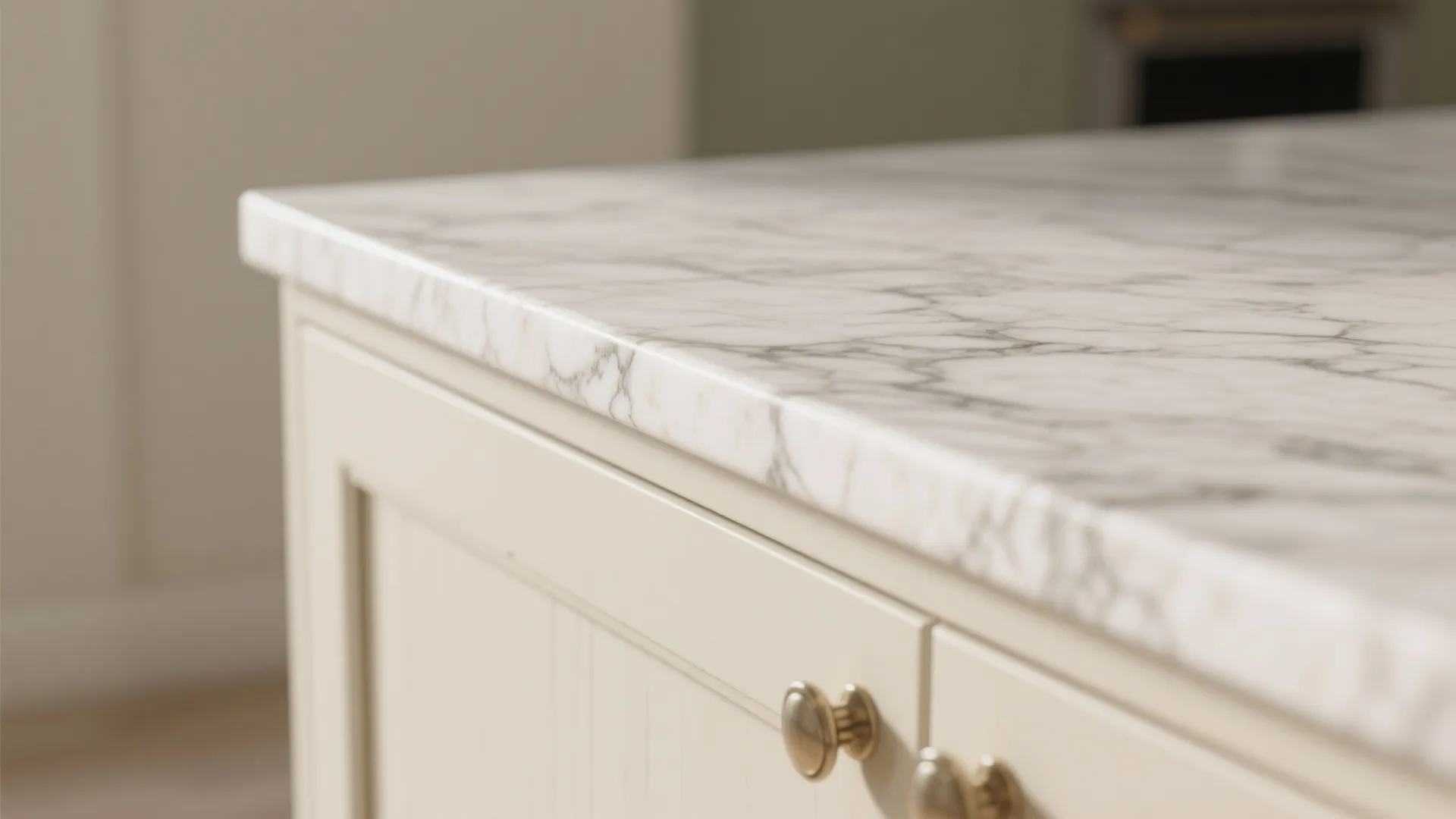 4. Cream Cabinets with Stone Countertops