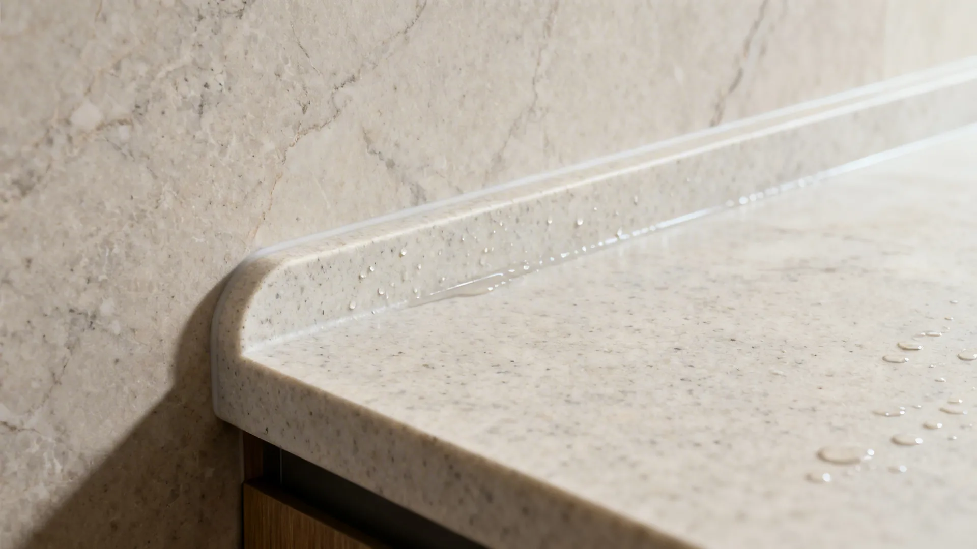 1) Seamless, Non-Porous Surfaces (Countertops + Backsplash)