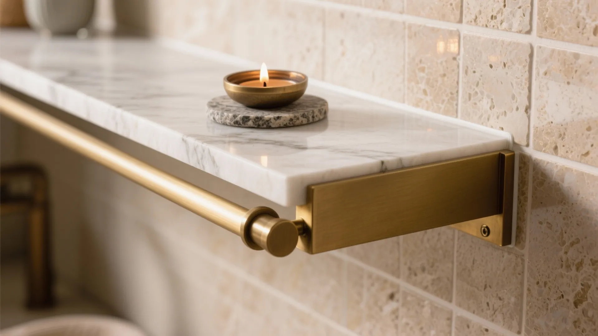 Floating pedestal with marble or quartz backsplash