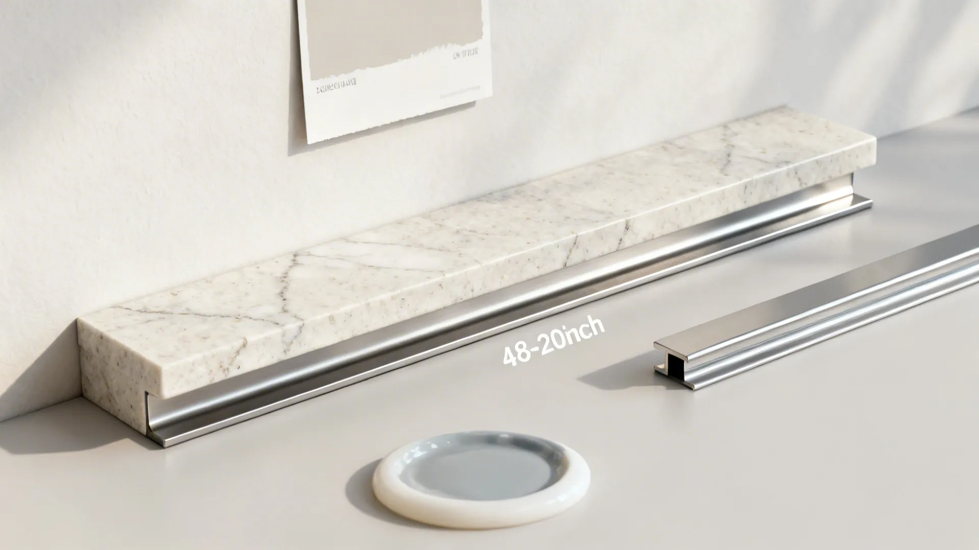 Quartz or stone short splash with a protective ledge