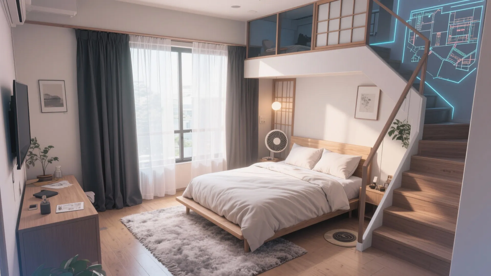 Tips 4: 上階ベッドルームは“静音×遮光×通気”の三点セット（日式风格・动线规划）