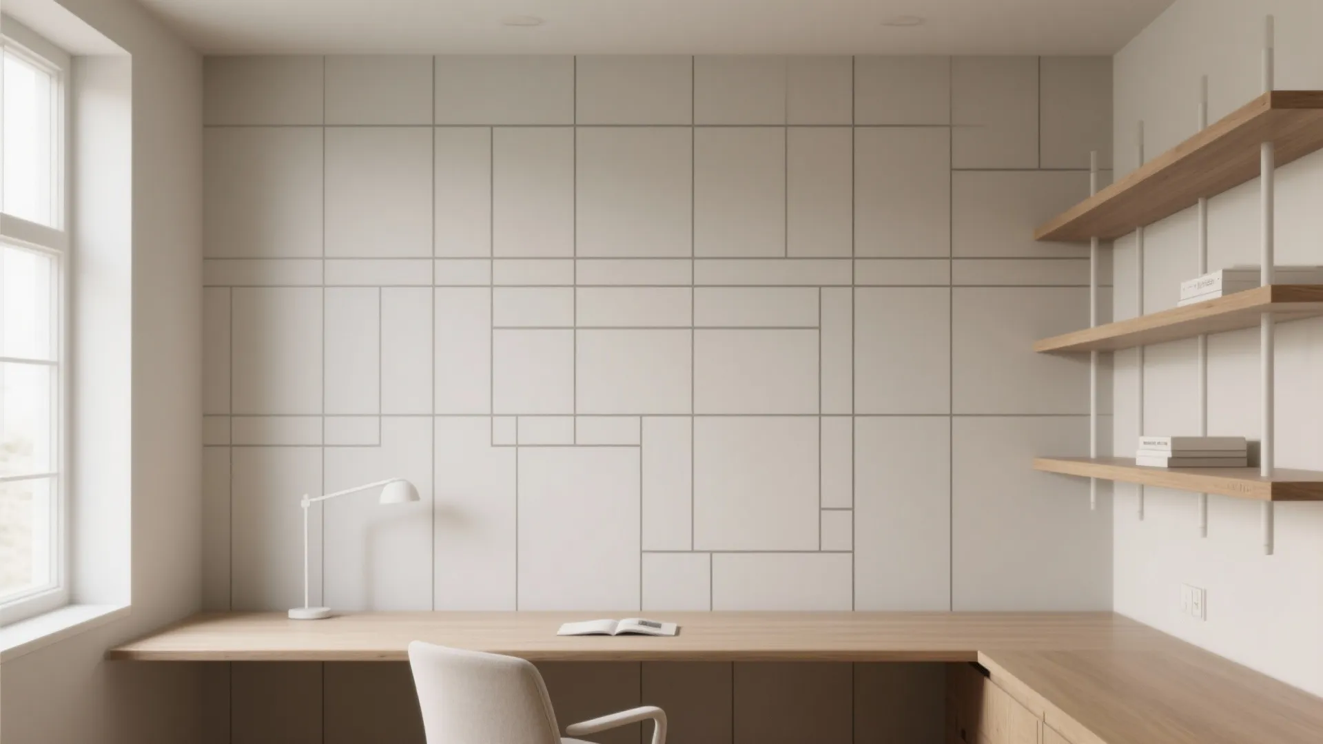 Quiet Geometric Accent Wall (Lines or Grid)