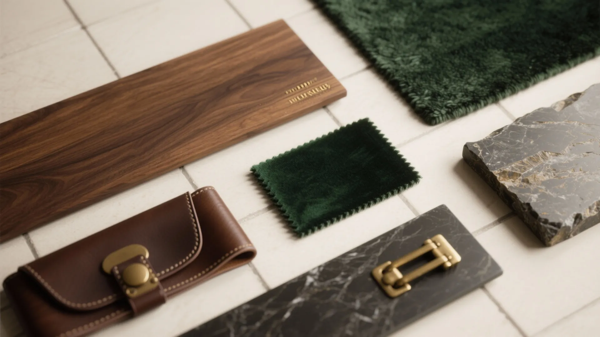 Quiet-lux materials: wood, leather, and matte metals