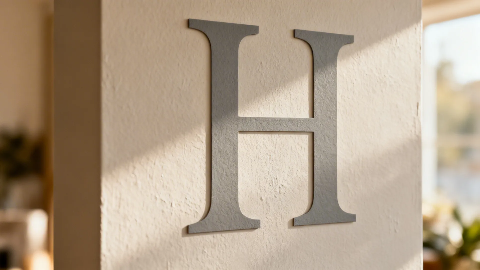 Close-up of warm gray serif quote decal showing crisp edges and low contrast.