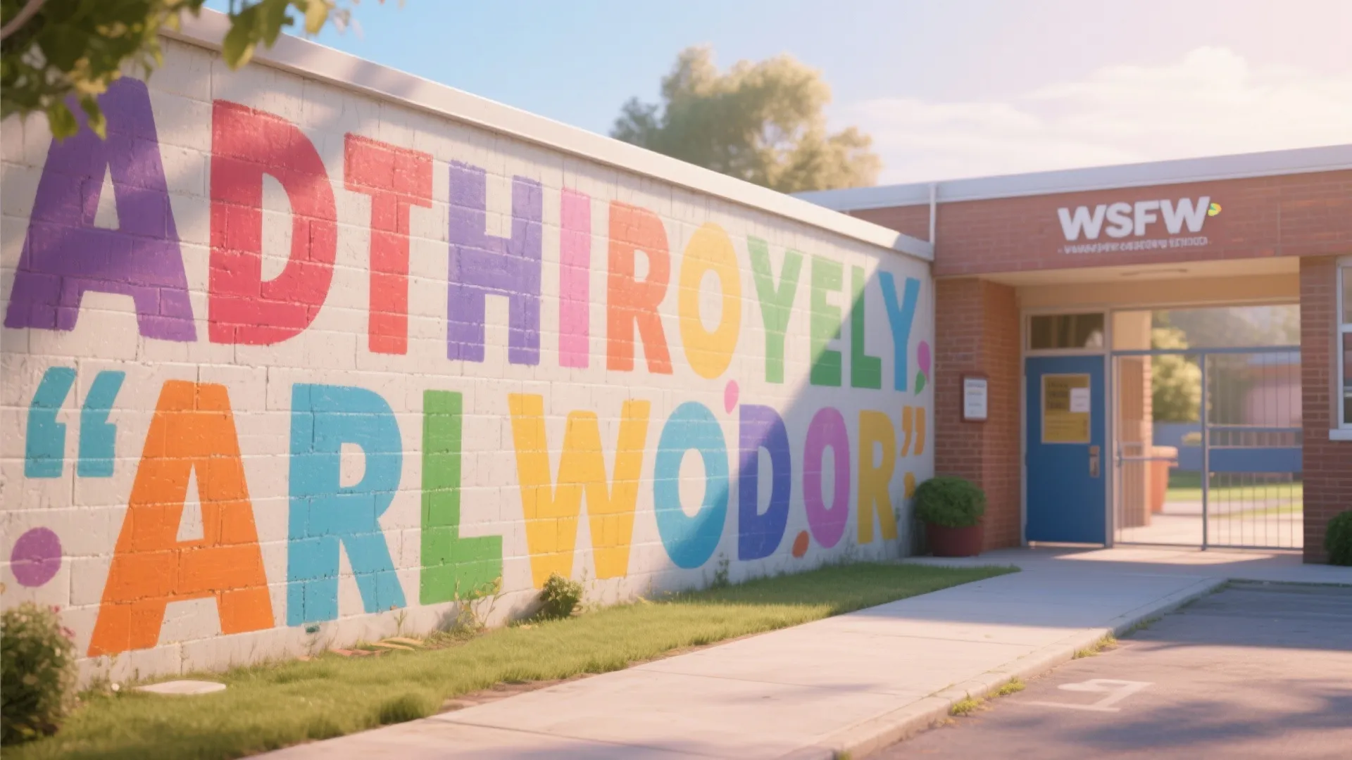 Inspirational quotes in bold colorful typography on school wall