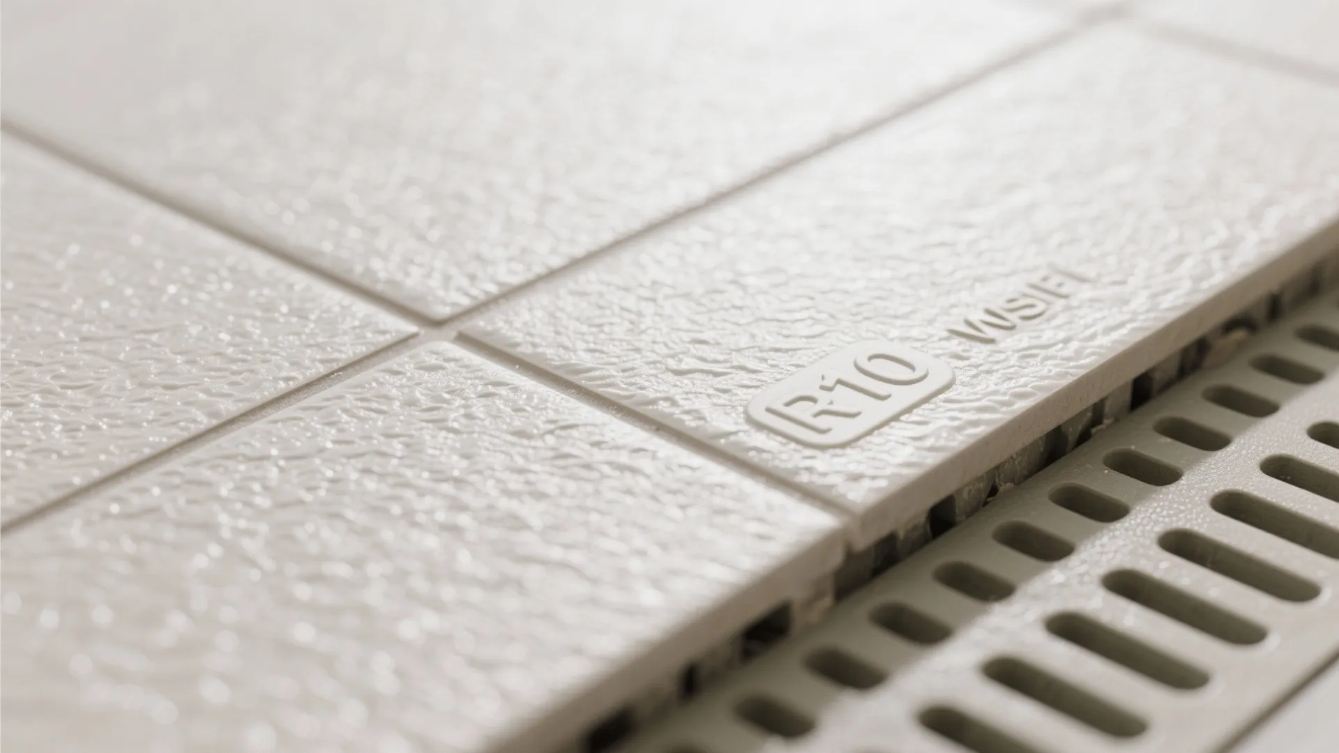 Slip-resistant flooring and linear drain alignment