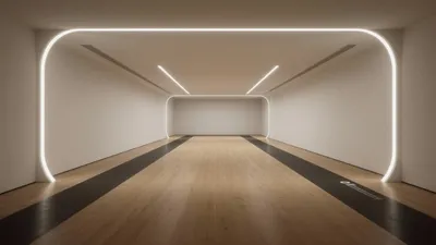 Modern Minimalist Yoga Studio with LED Lighting