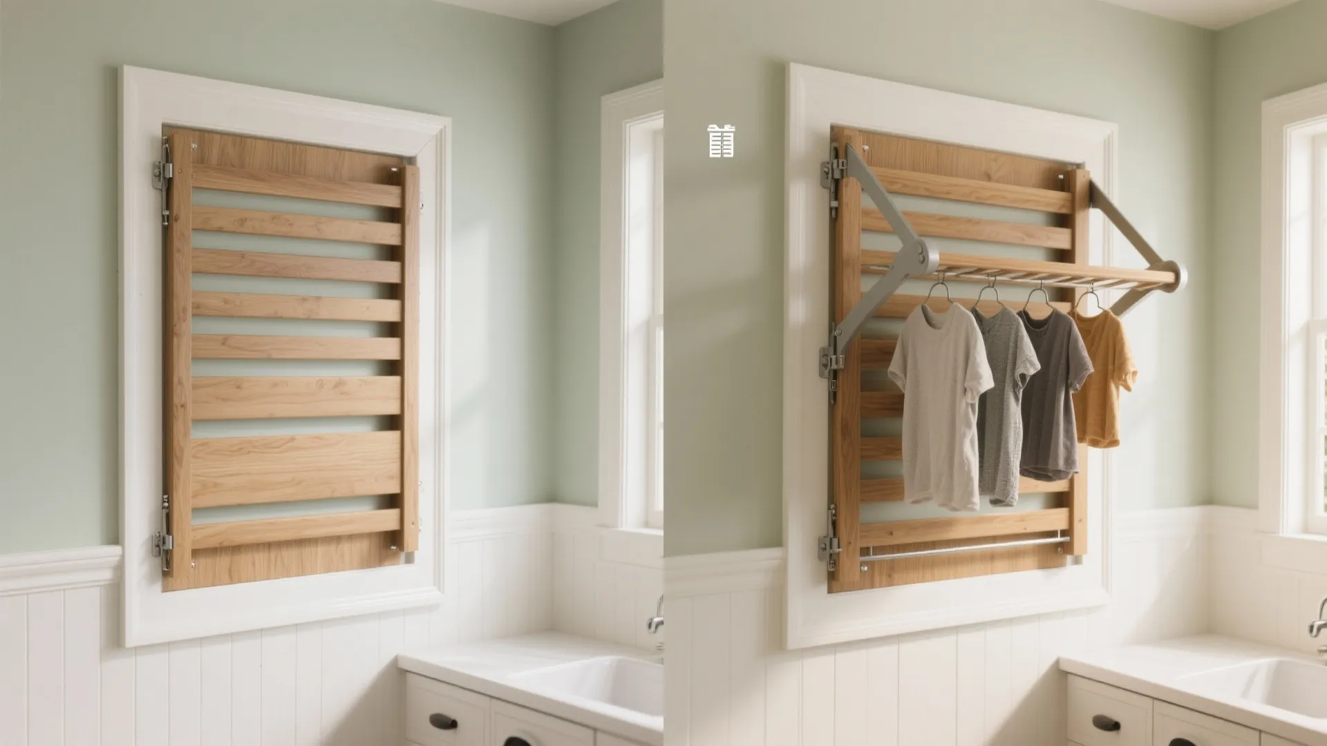 Idea 4: Fold-Down Drying Rack That Doubles as Art