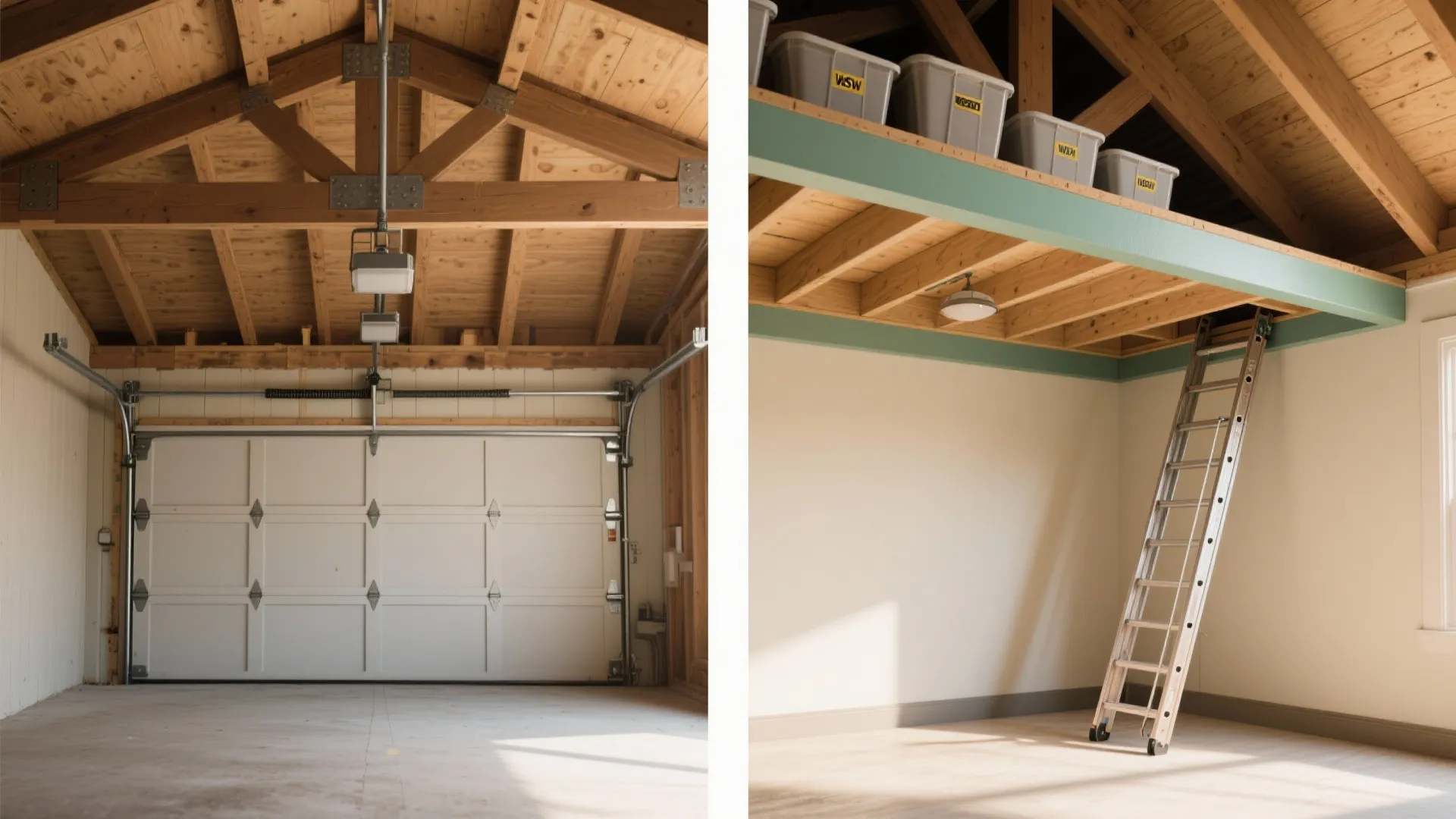 5. DIY rafter-to-rafter platform with access ladder