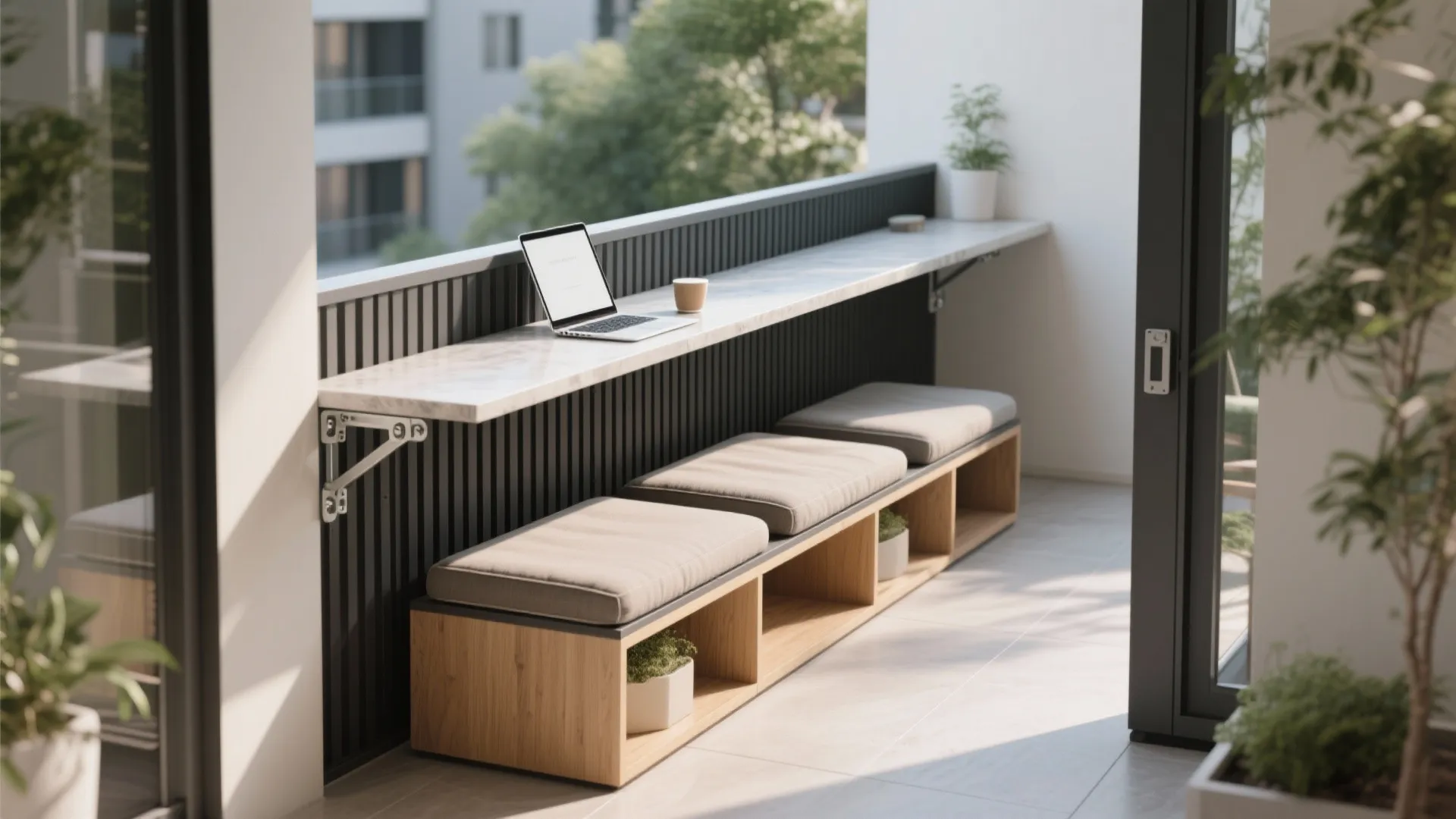 Slim Rail Bar Tables and Storage that Free Floor Space