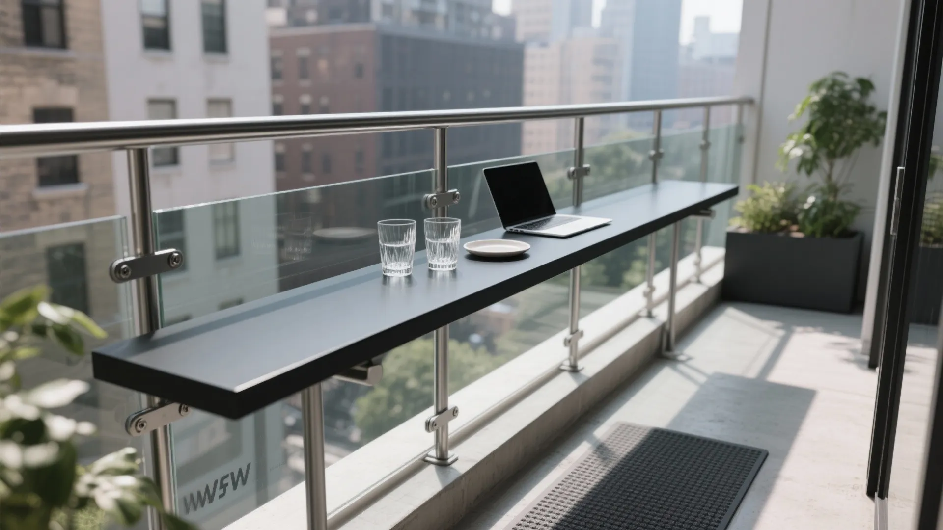 1) Slim Rail-Mounted Bar Ledge