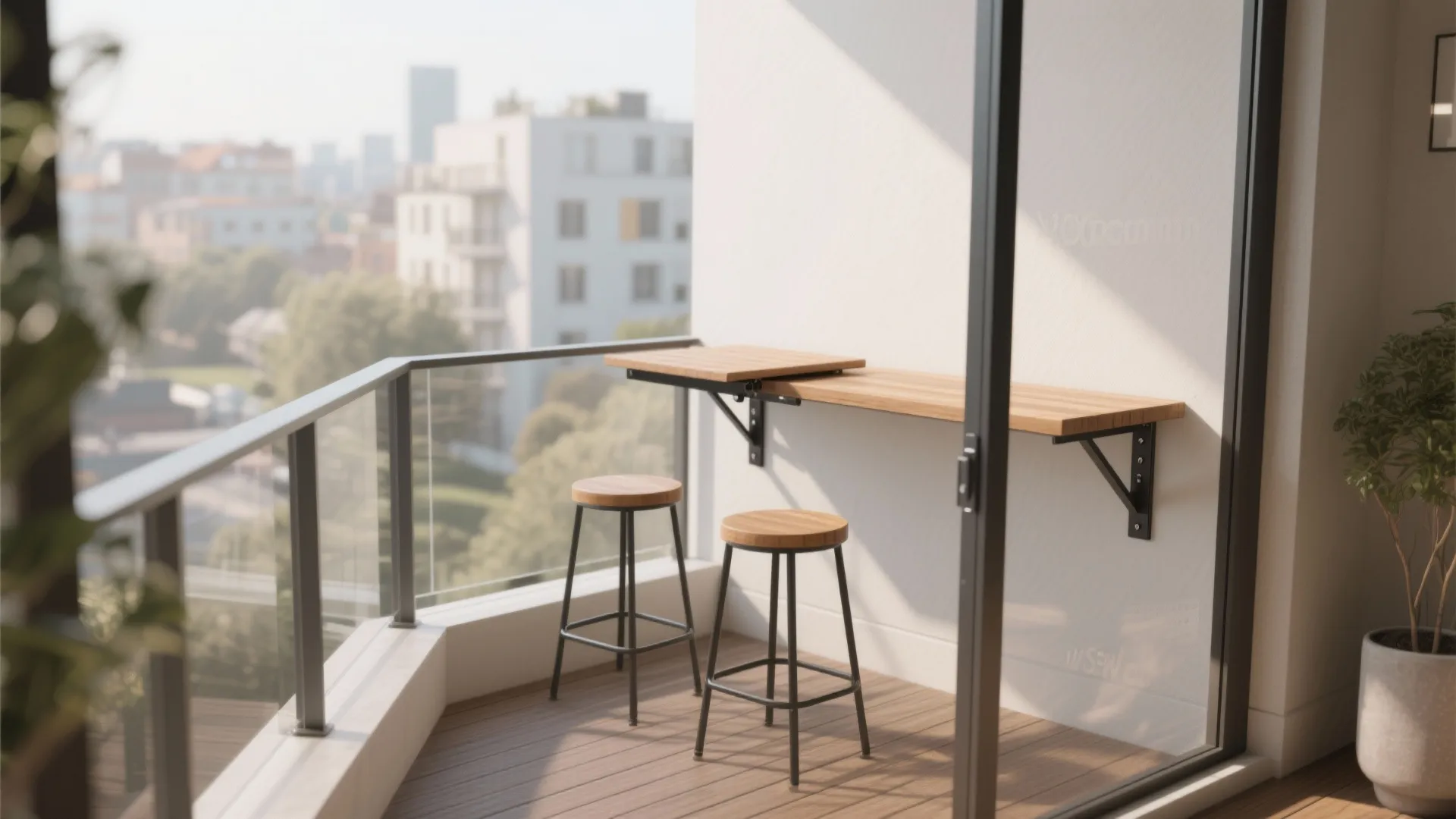 Rail-Mounted Bar and Fold-Down Table