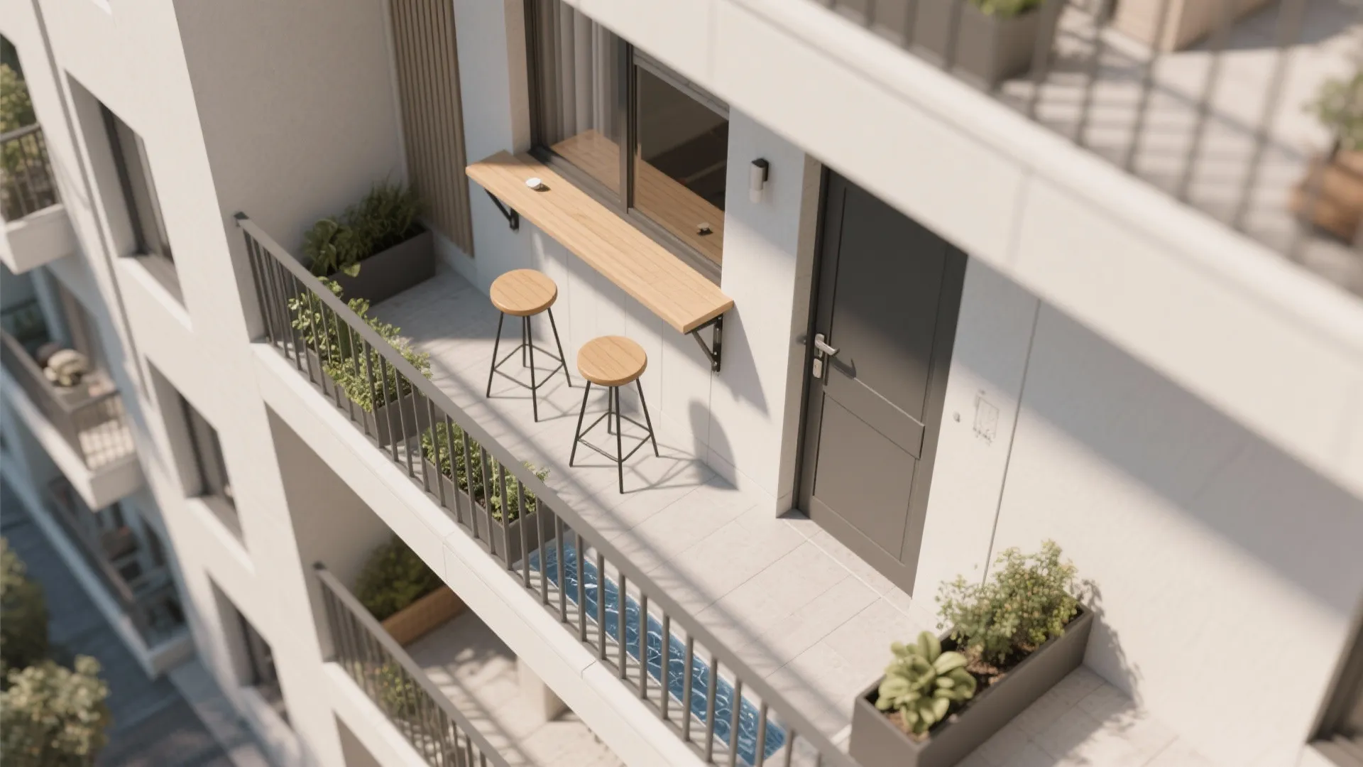 Rail Planters + Fold-Down Bar