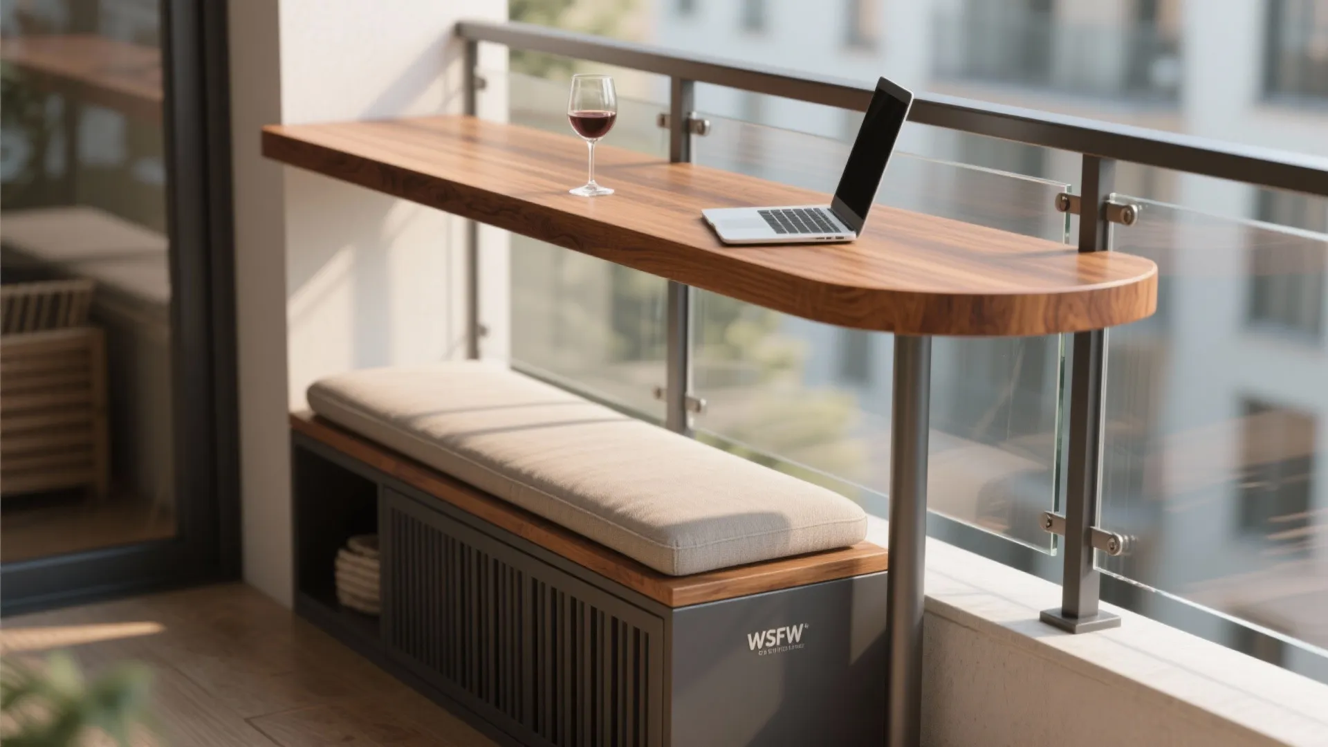 Multifunctional balcony rails and built-ins