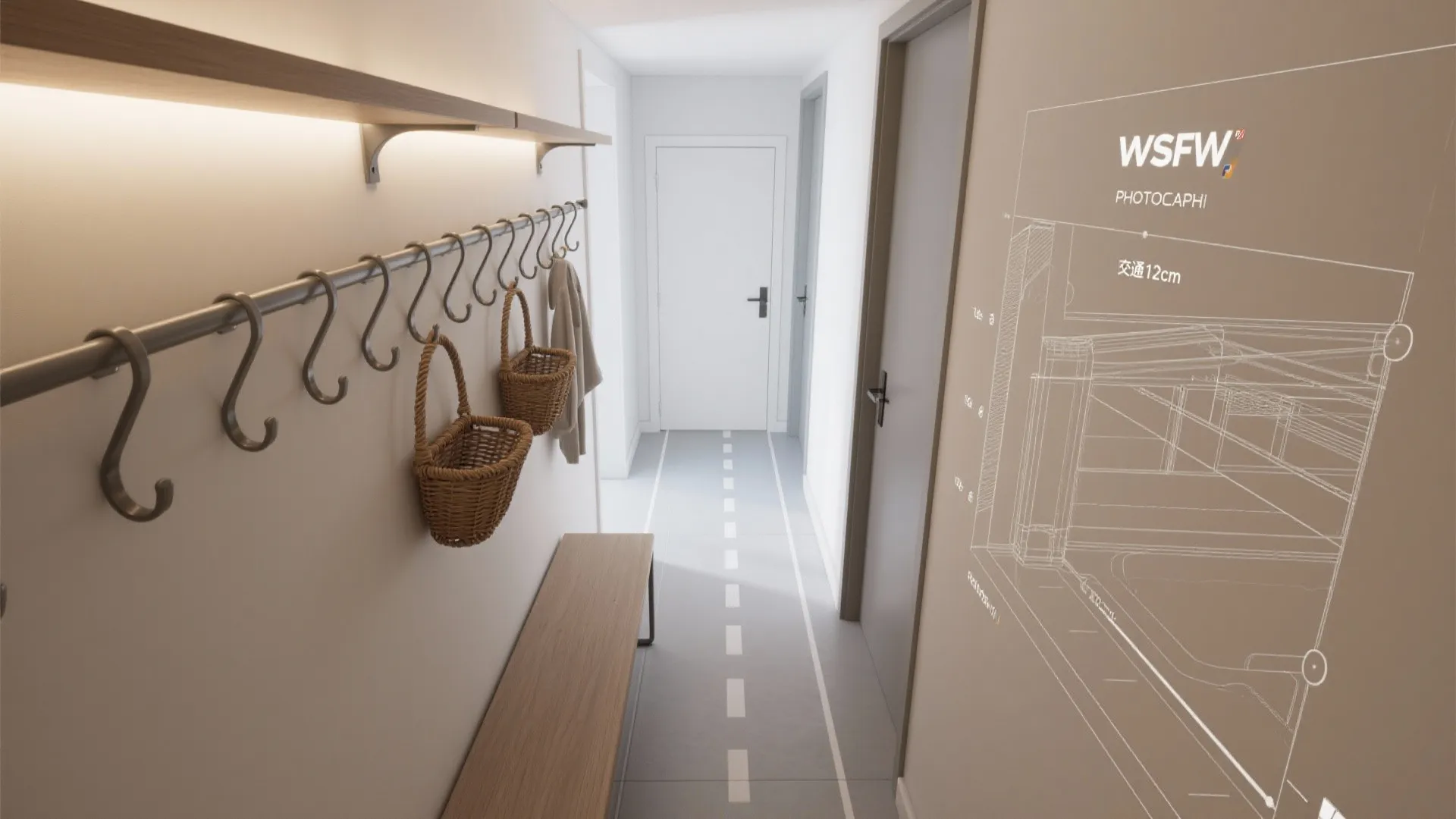 Wall-mounted rails for modular utility