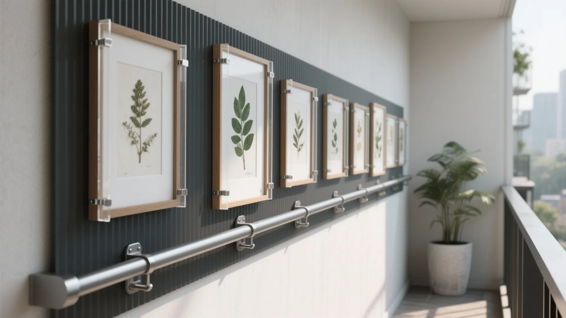 1) Rail-and-Clip Gallery: Weather-Smart Art You Can Swap