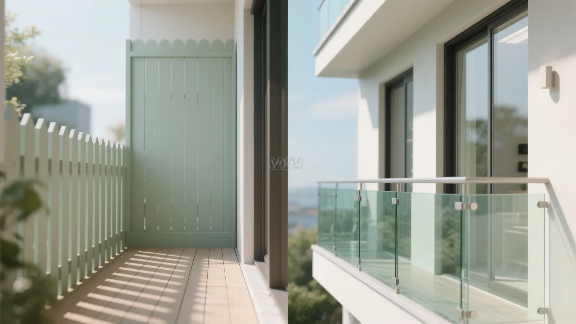 Clear edges with glass balustrade + light palette