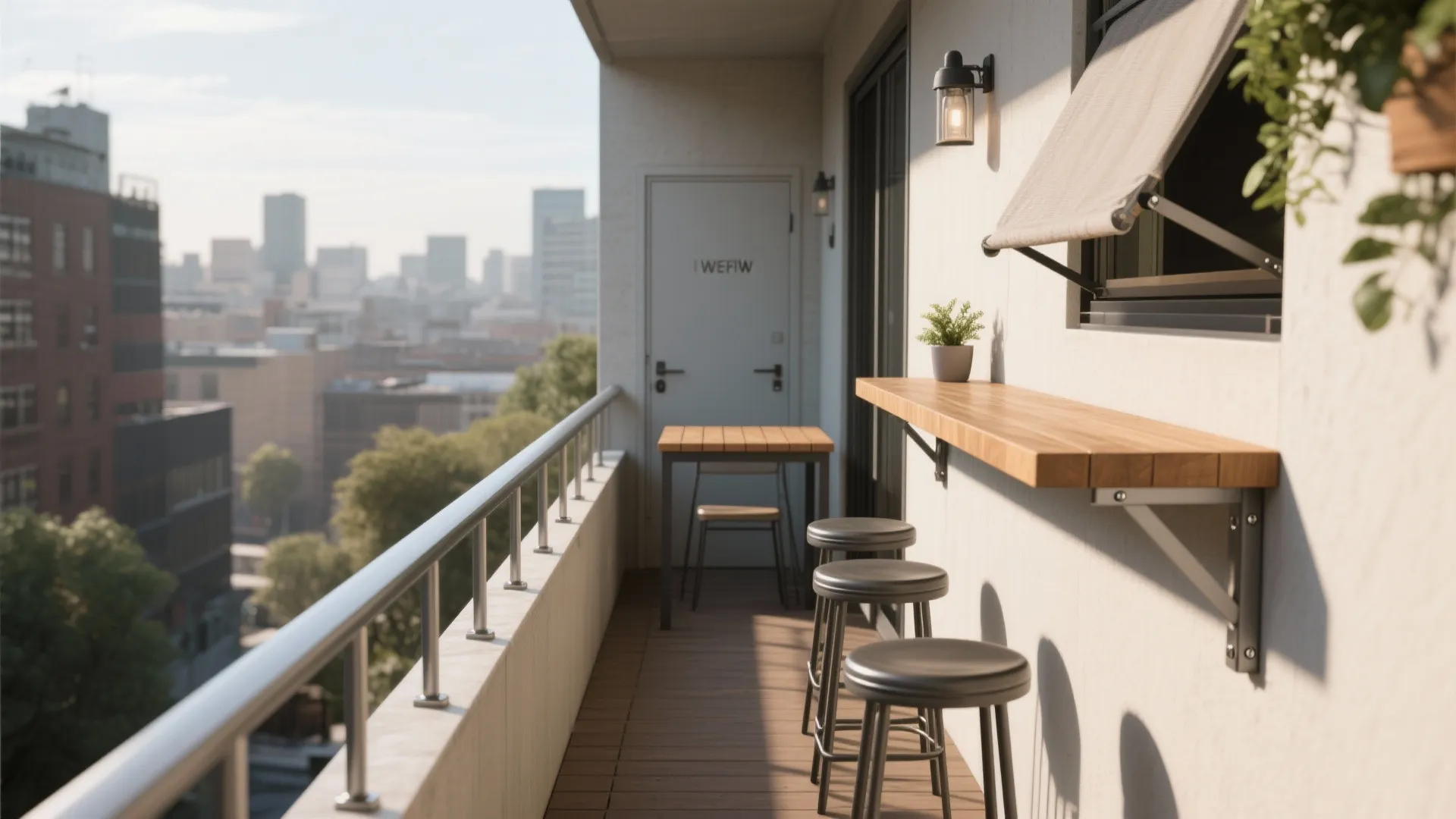 4) Fold-Down Tables and Rail-Mounted Counters