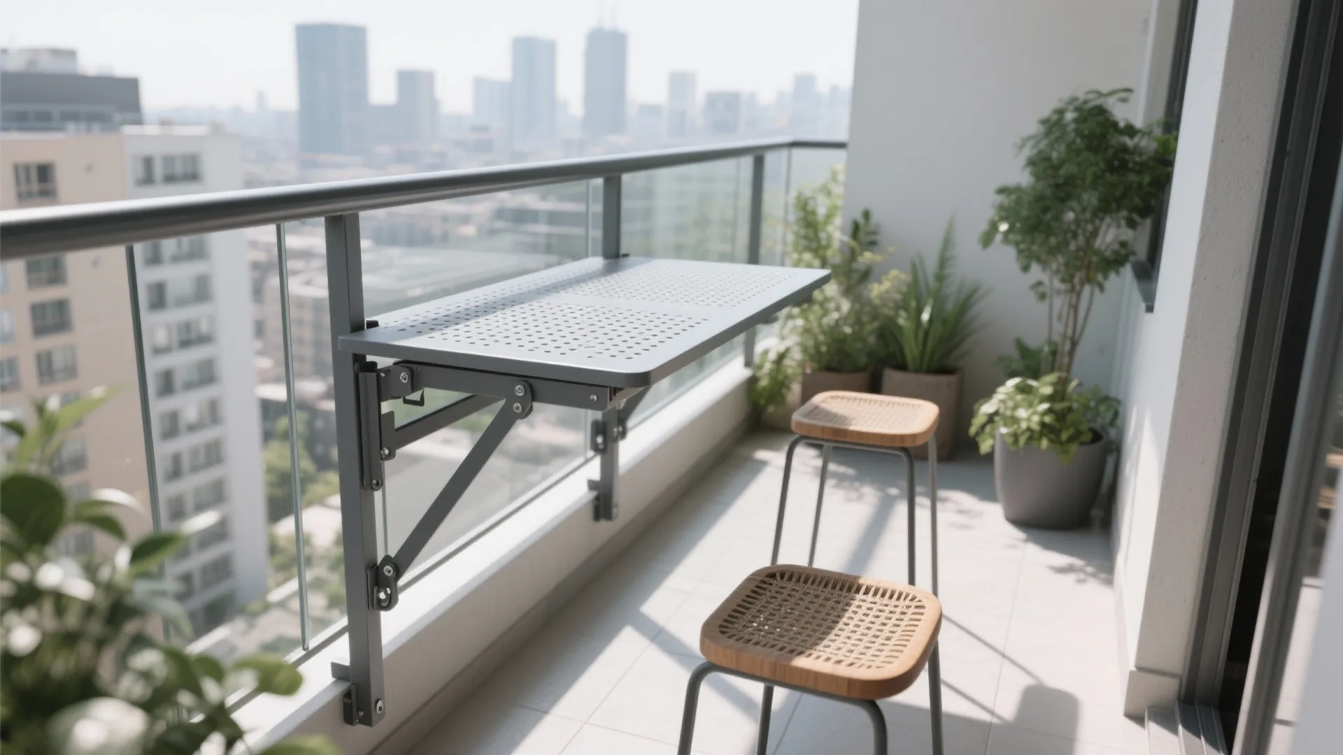 Rail-Mounted Drop Table + Slim Stools