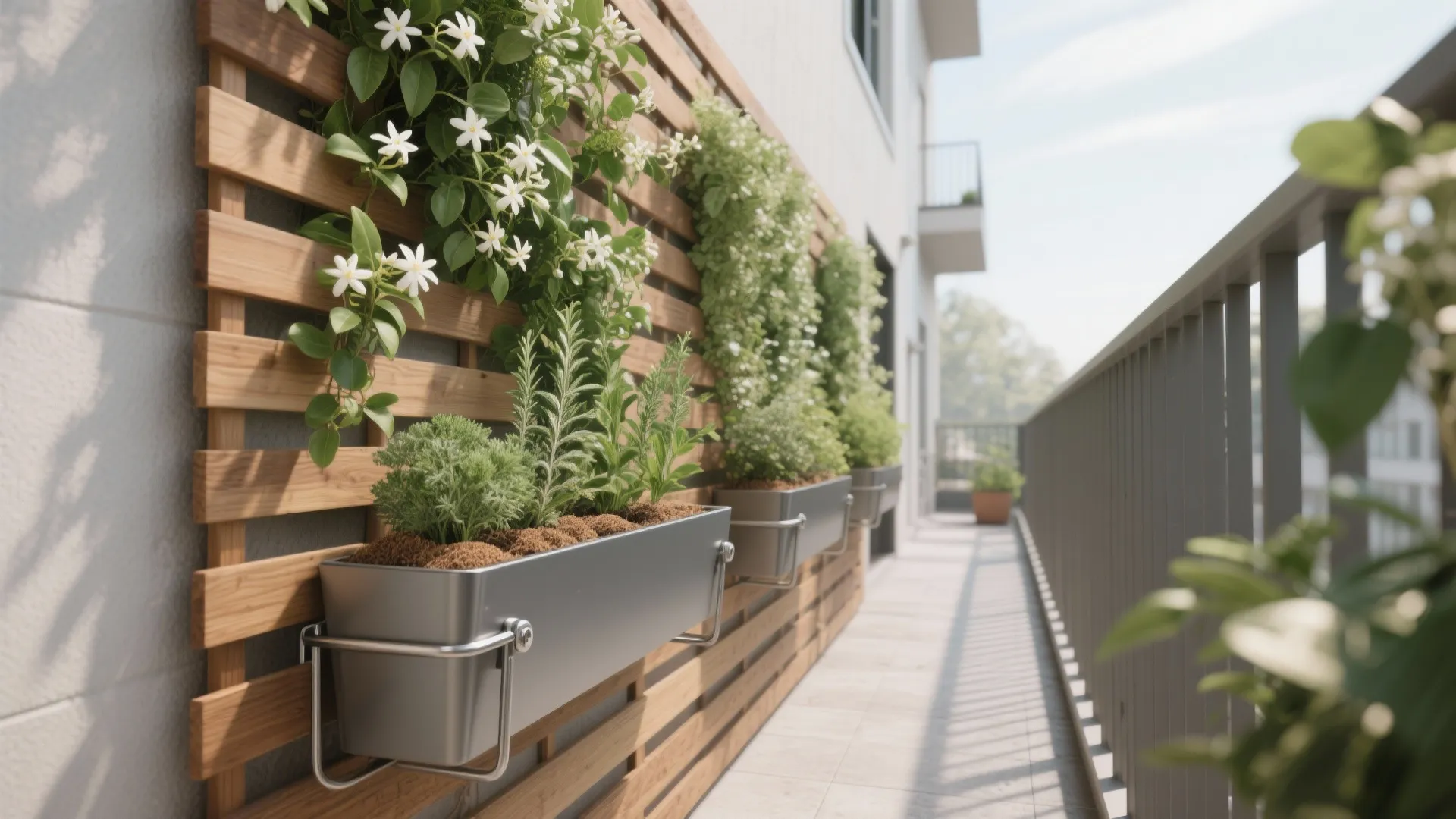 2) Vertical garden and slim rail planters