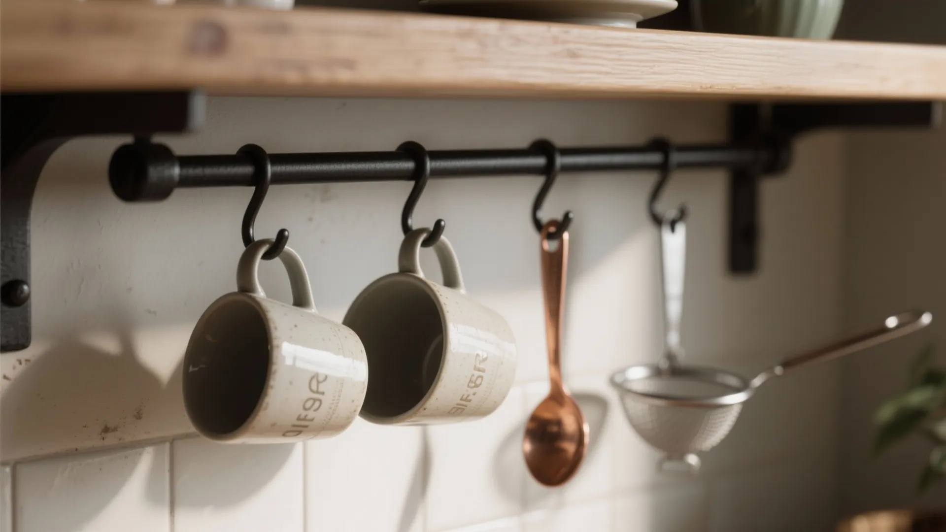 2. Rail-and-Hook Systems for Utensils and Mugs