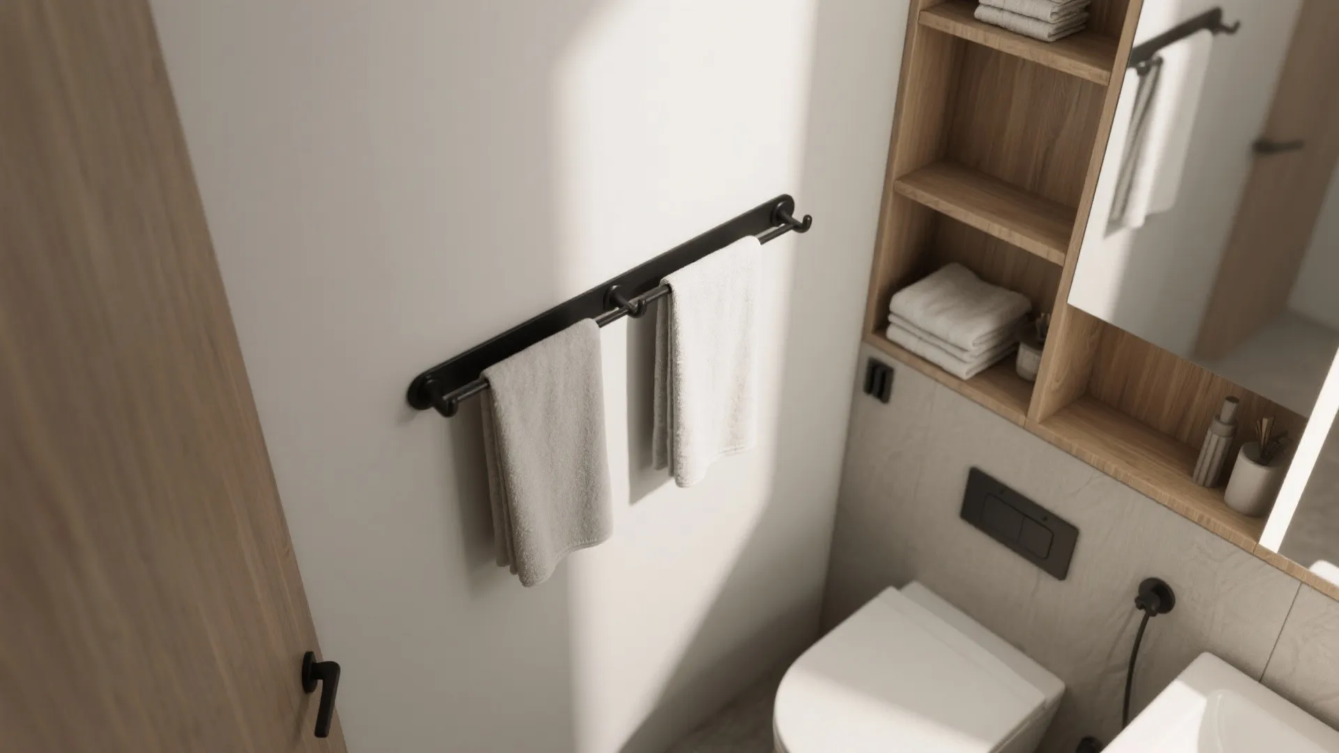 3. Minimalist Rail with Individual Hooks