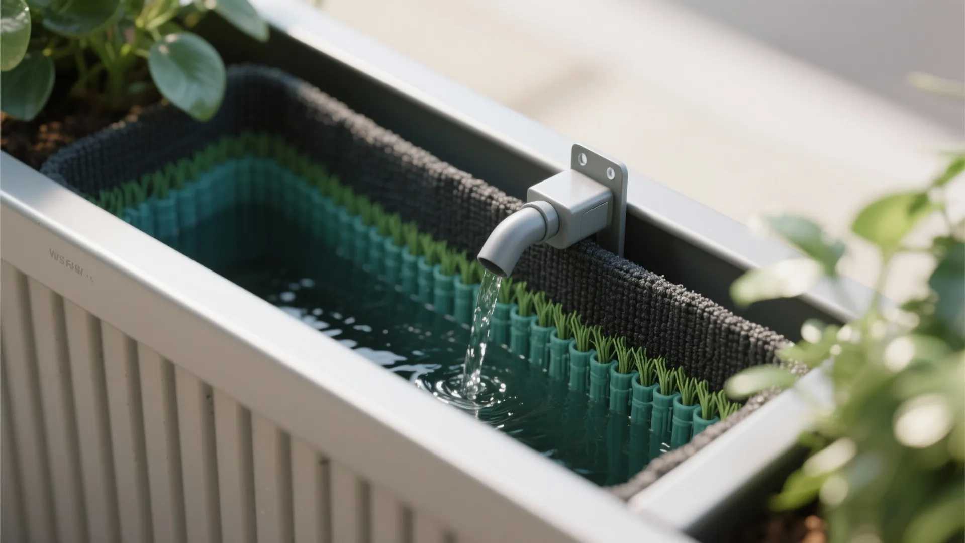 Rail Planter Boxes with Self-Watering Inserts