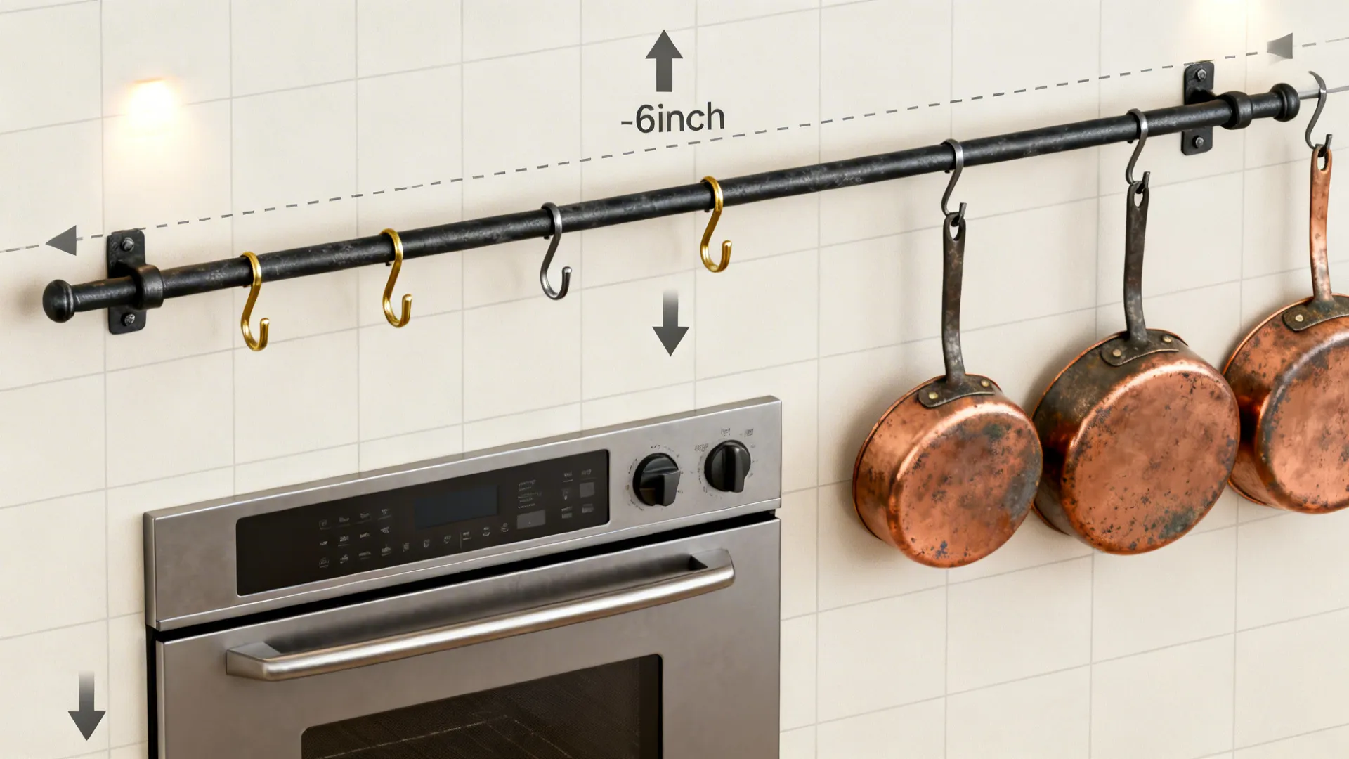 Vintage Copper Pots on a Slim Rail