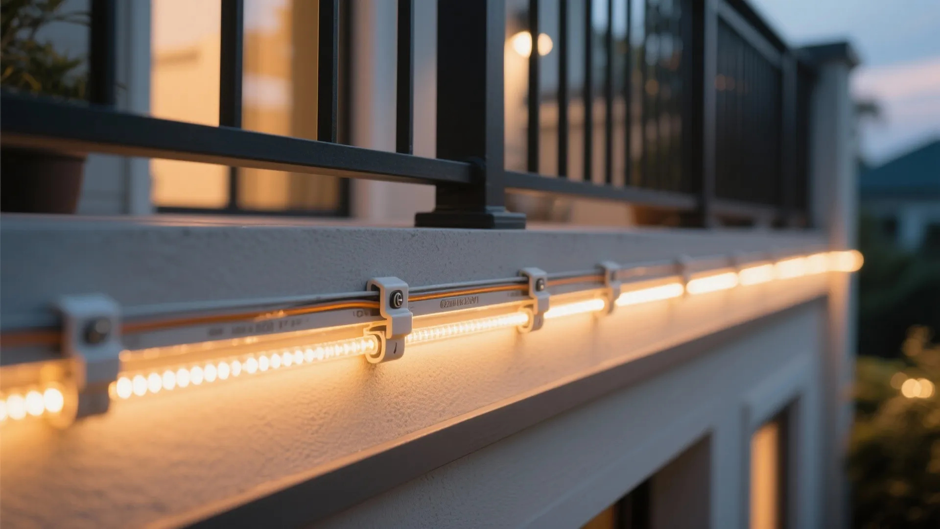 3) Layered Lighting: Rail Glow, Eye-Level Spark, Overhead Accent