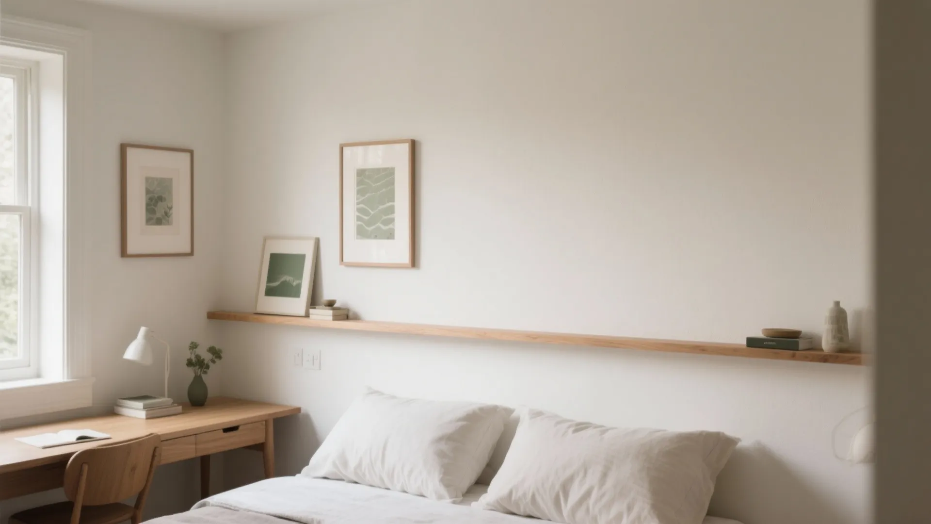 5) Picture Rail + Shallow Ledge: Flexible, Warm Minimalism