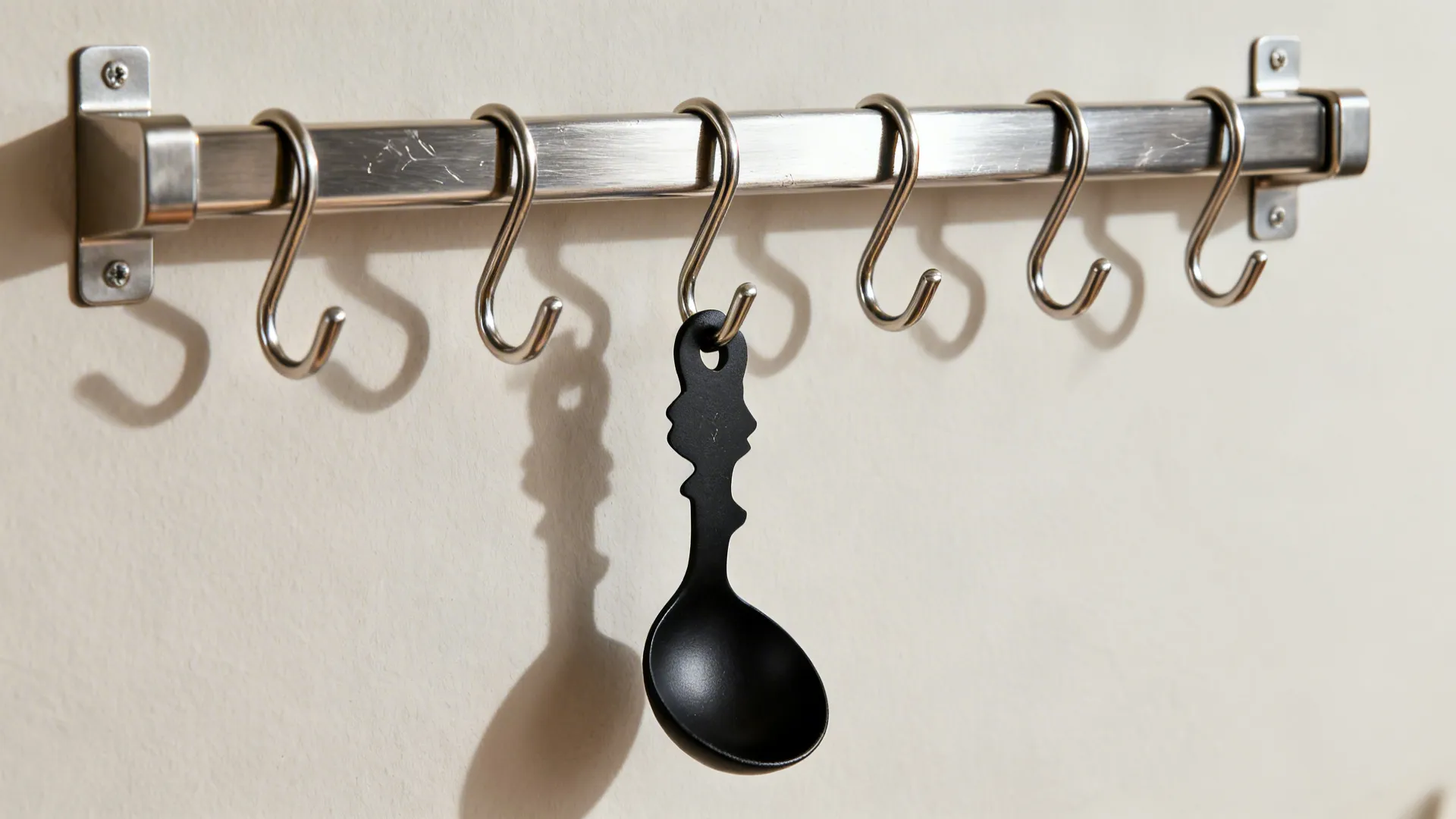 Minimalist Rail with Hanging Spoon & Fork Silhouettes