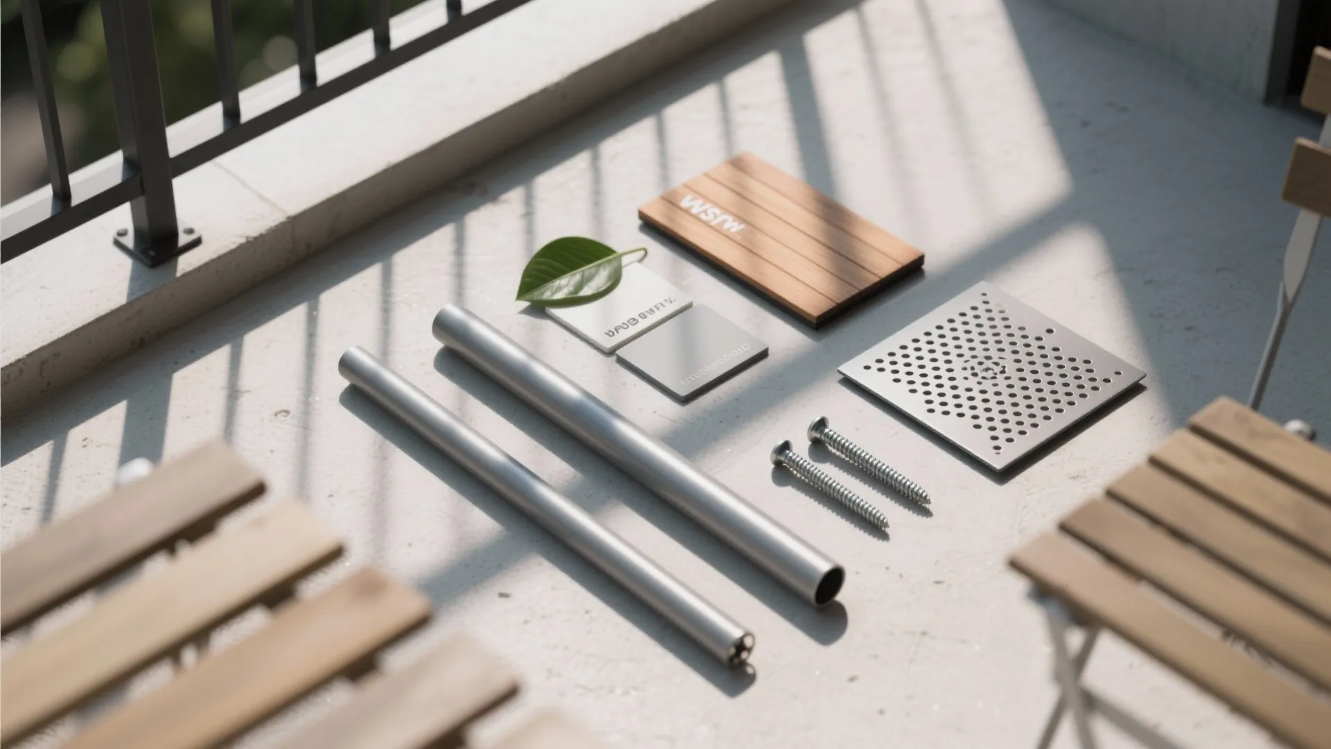 Rail-mounted tables and foldable chairs