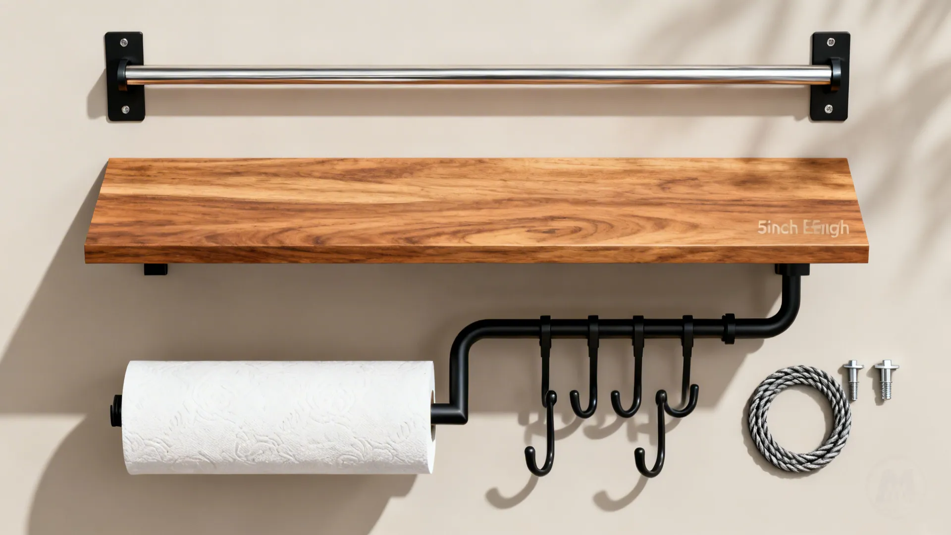 3) Wall-Mounted Rail + Narrow Shelf System for Small Appliances