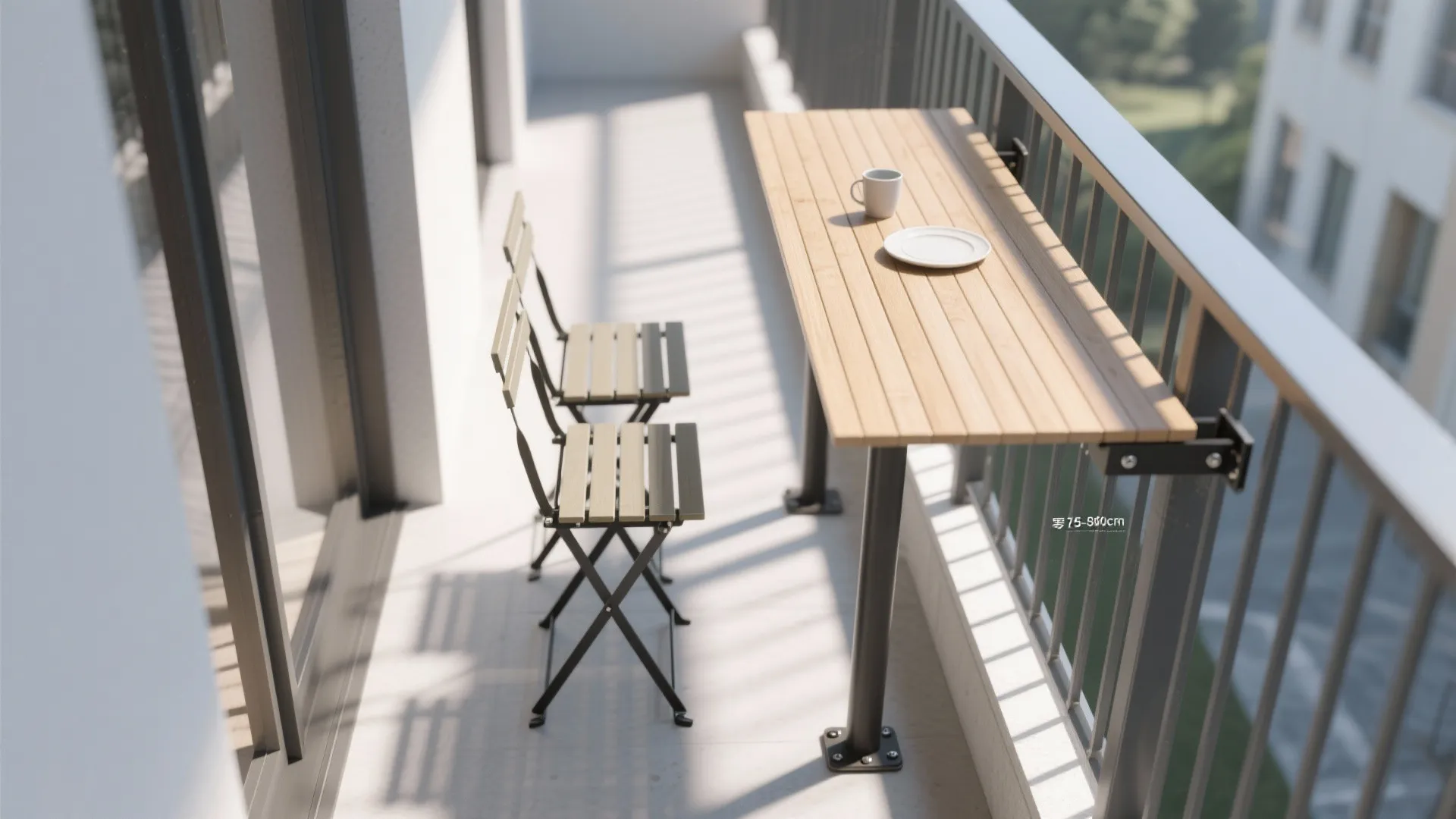 Rail-mounted balcony tables