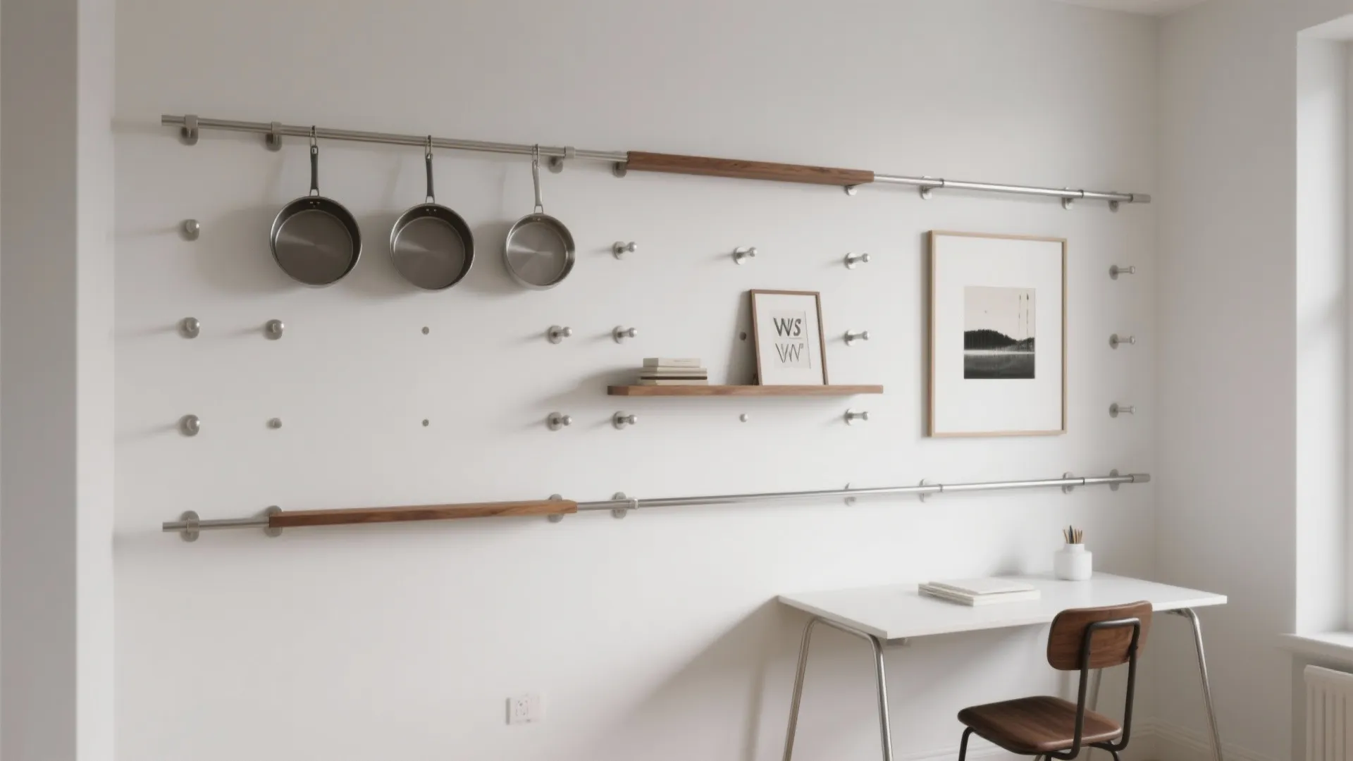 Minimalist Wall Storage with Rail-and-Peg Systems
