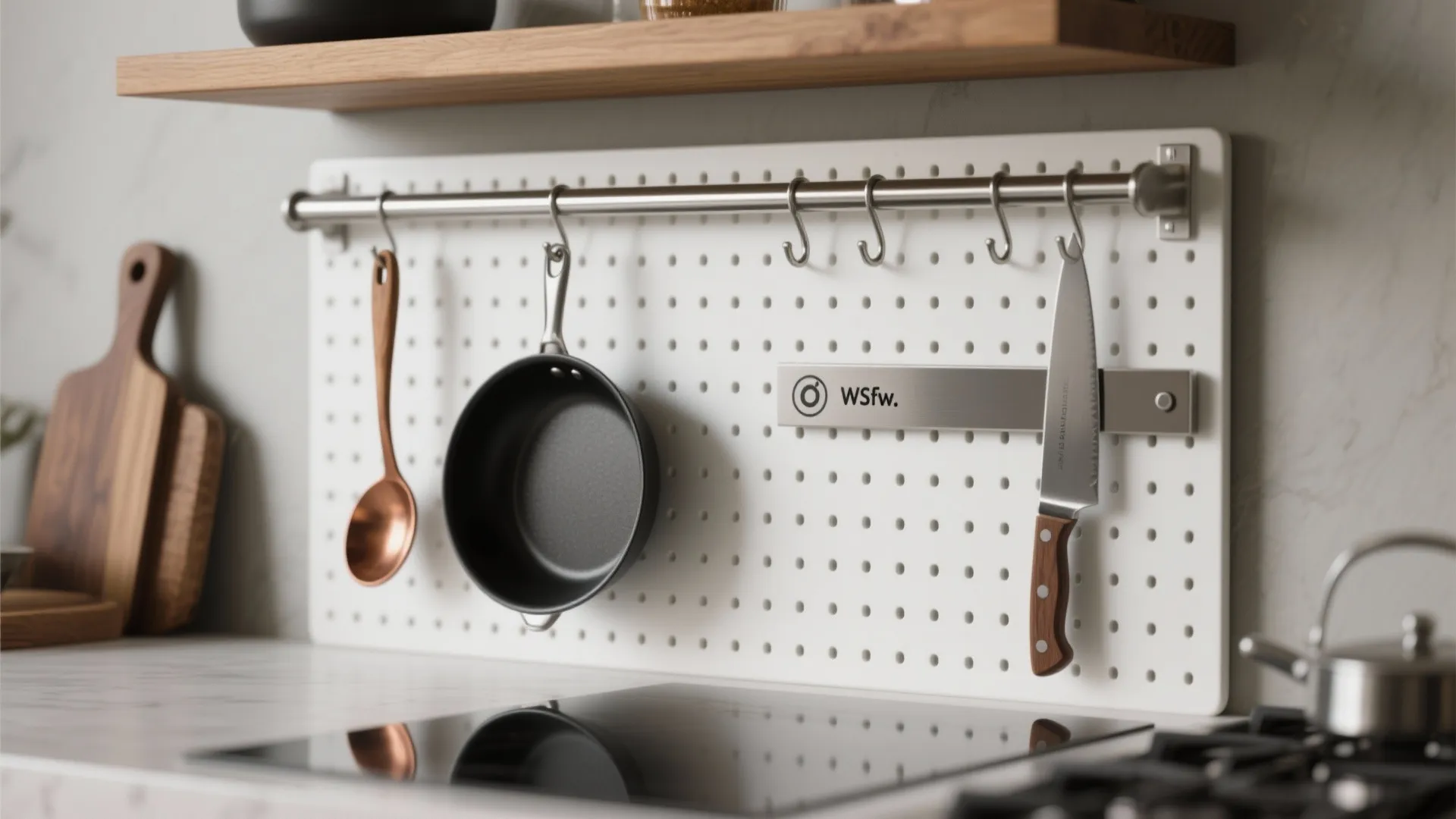 Idea 2: Rails, pegboards, and magnetic strips as functional art