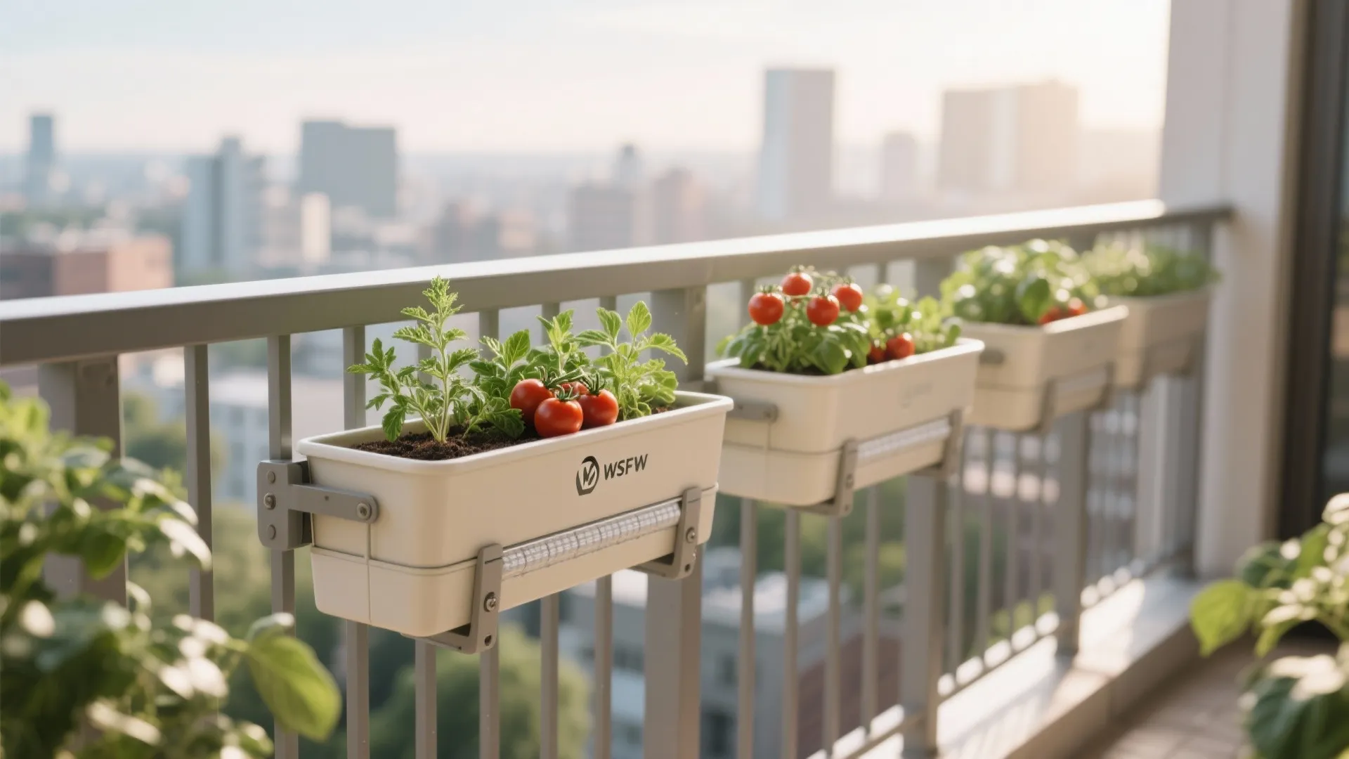 Rail Planter Boxes with Self-Watering Inserts